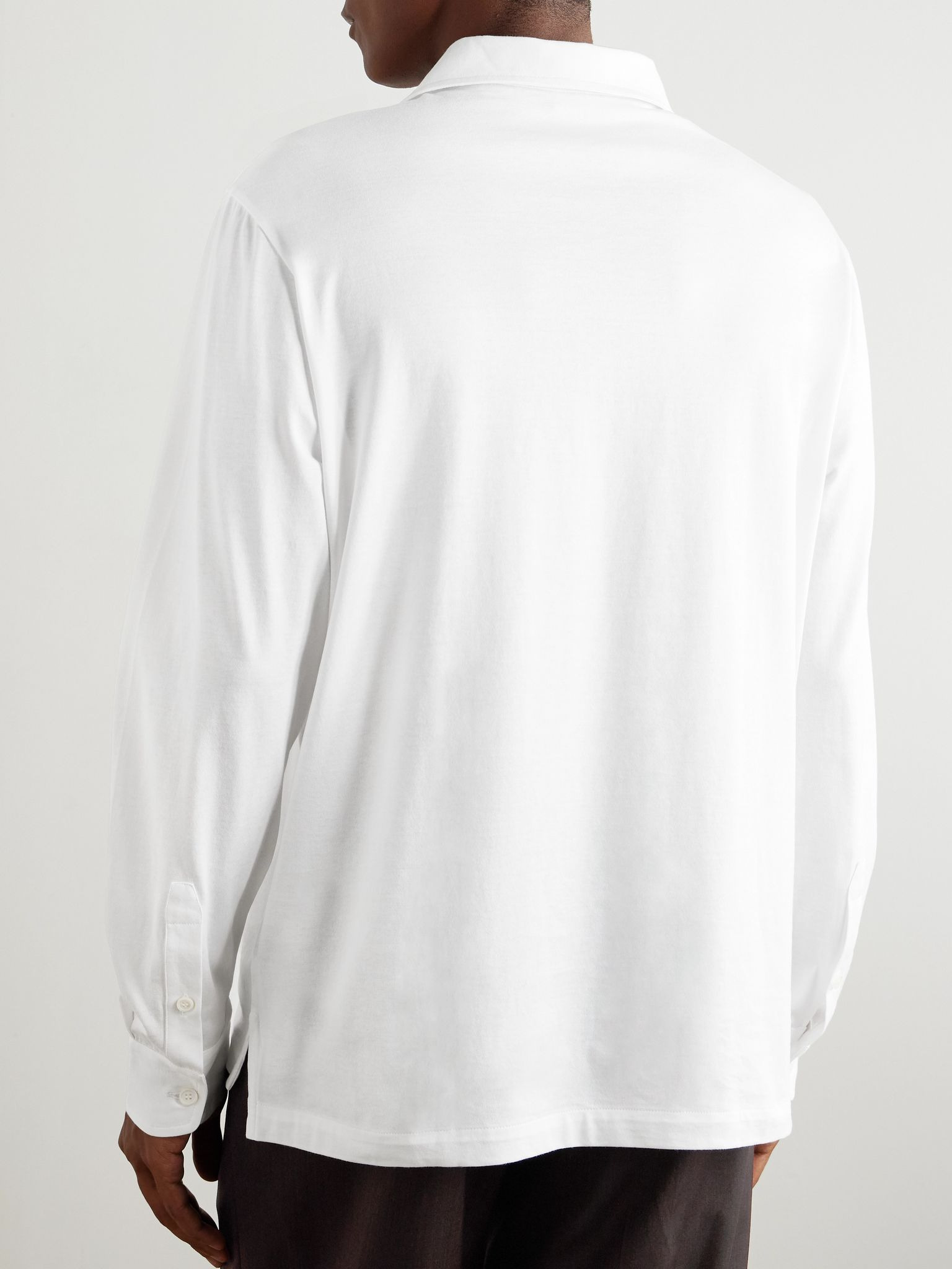Slim-Fit Cotton Polo Shirt White - 4