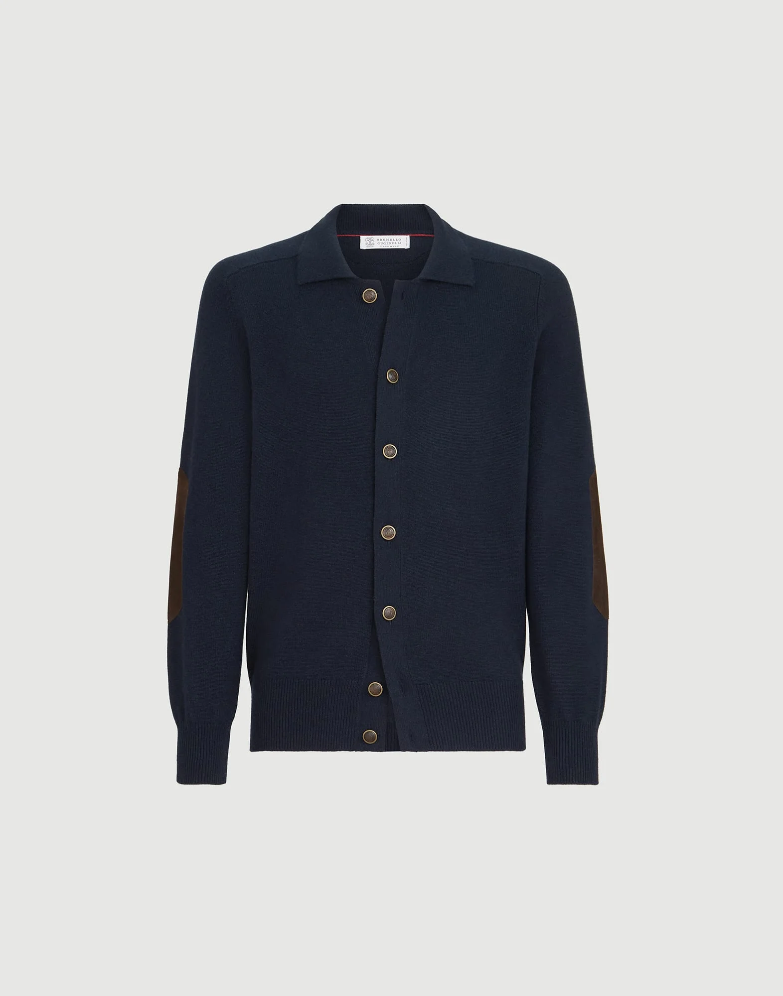 Cashmere cardigan with shirt-style collar and buttons - 1