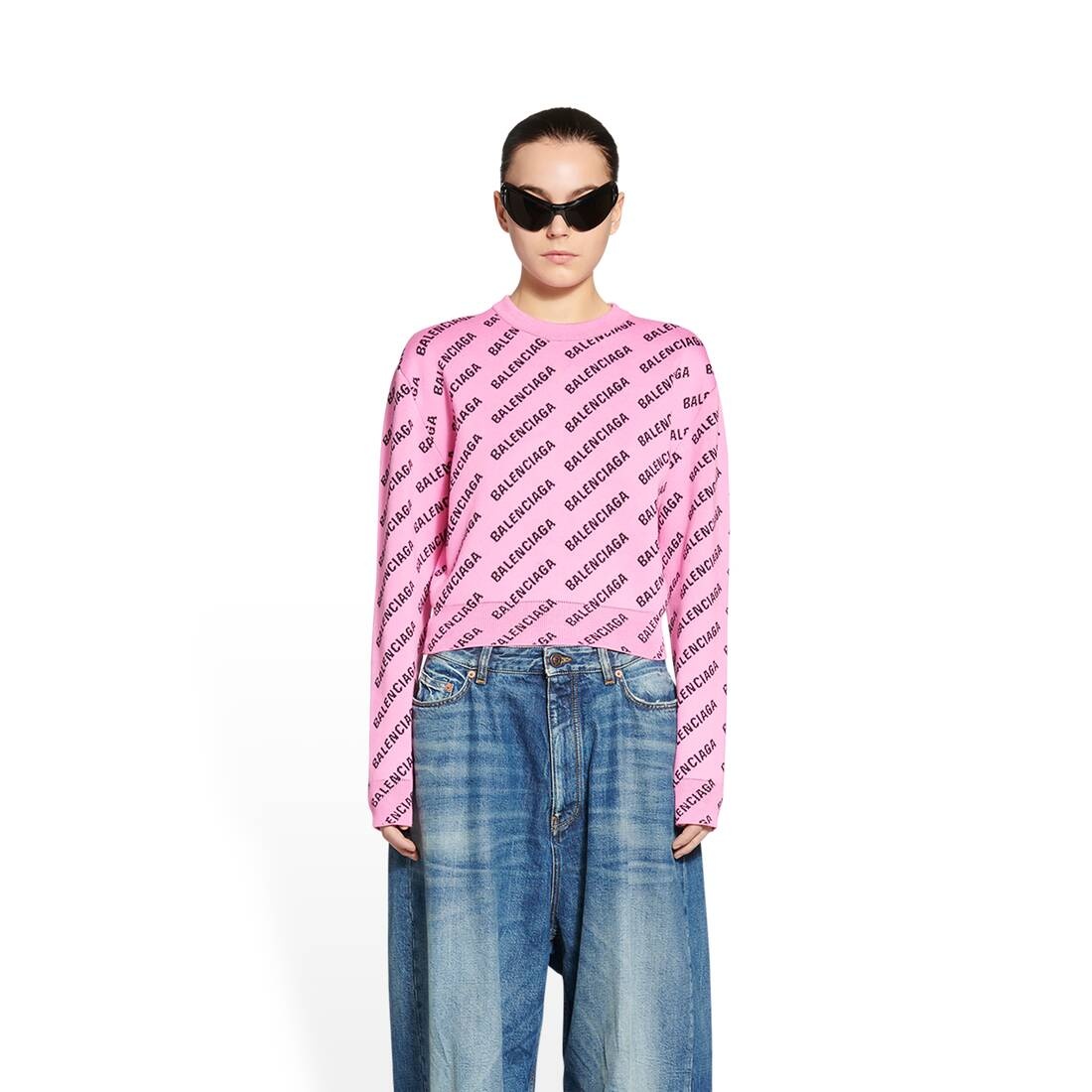 mini allover logo cropped sweater - 5