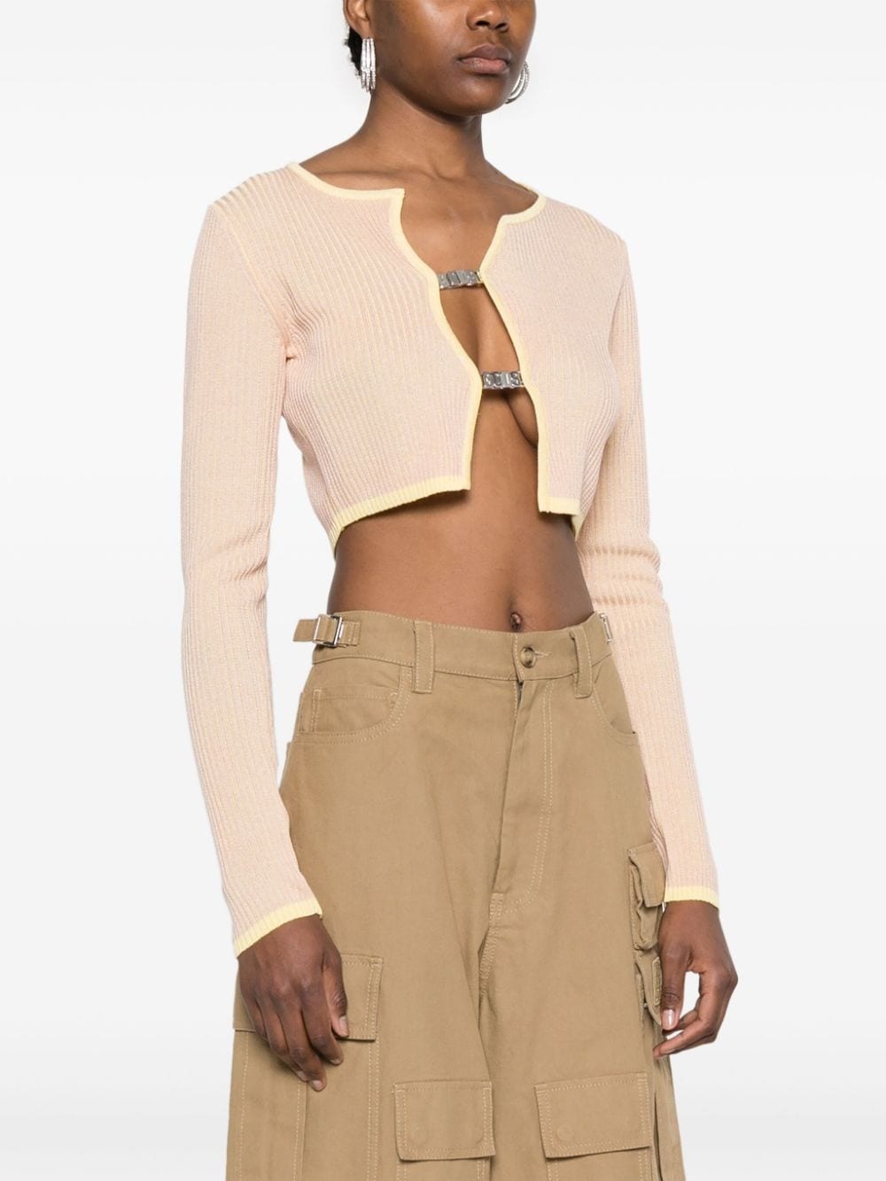 Comma ribbed cropped cardigan - 3