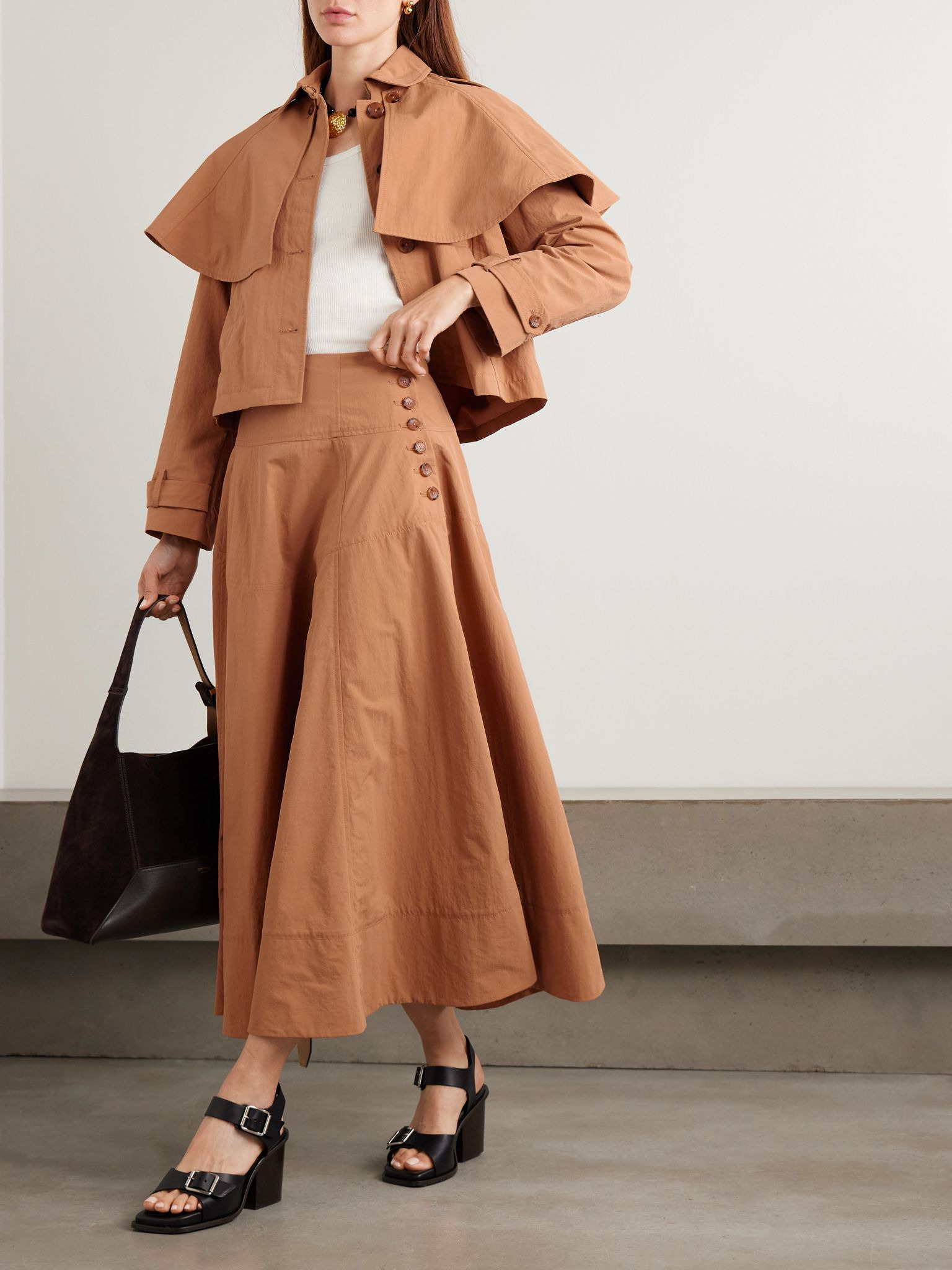 River cape-effect crinkled-shell jacket Brown - 2