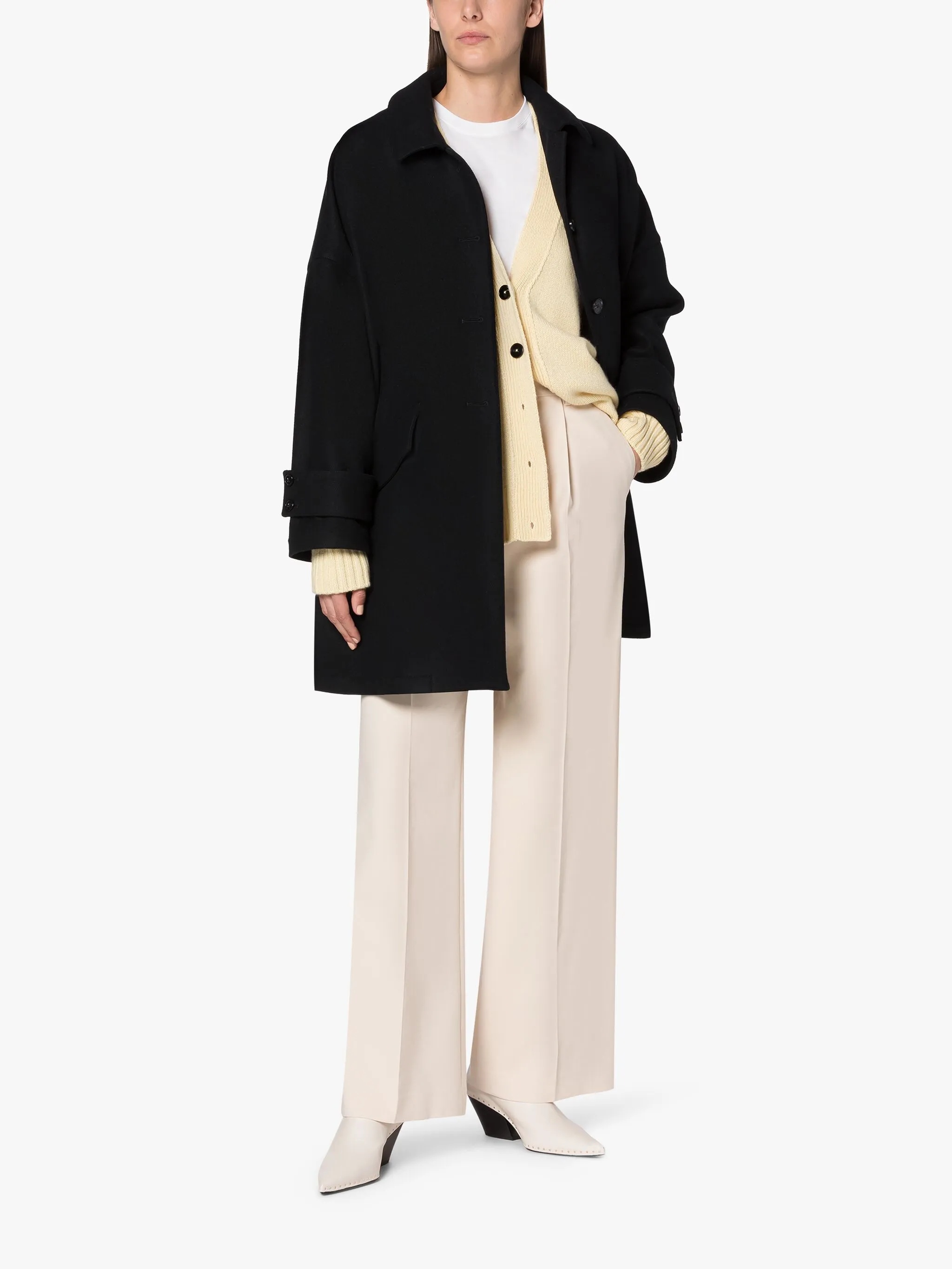 HUMBIE BLACK WOOL OVERCOAT - 2
