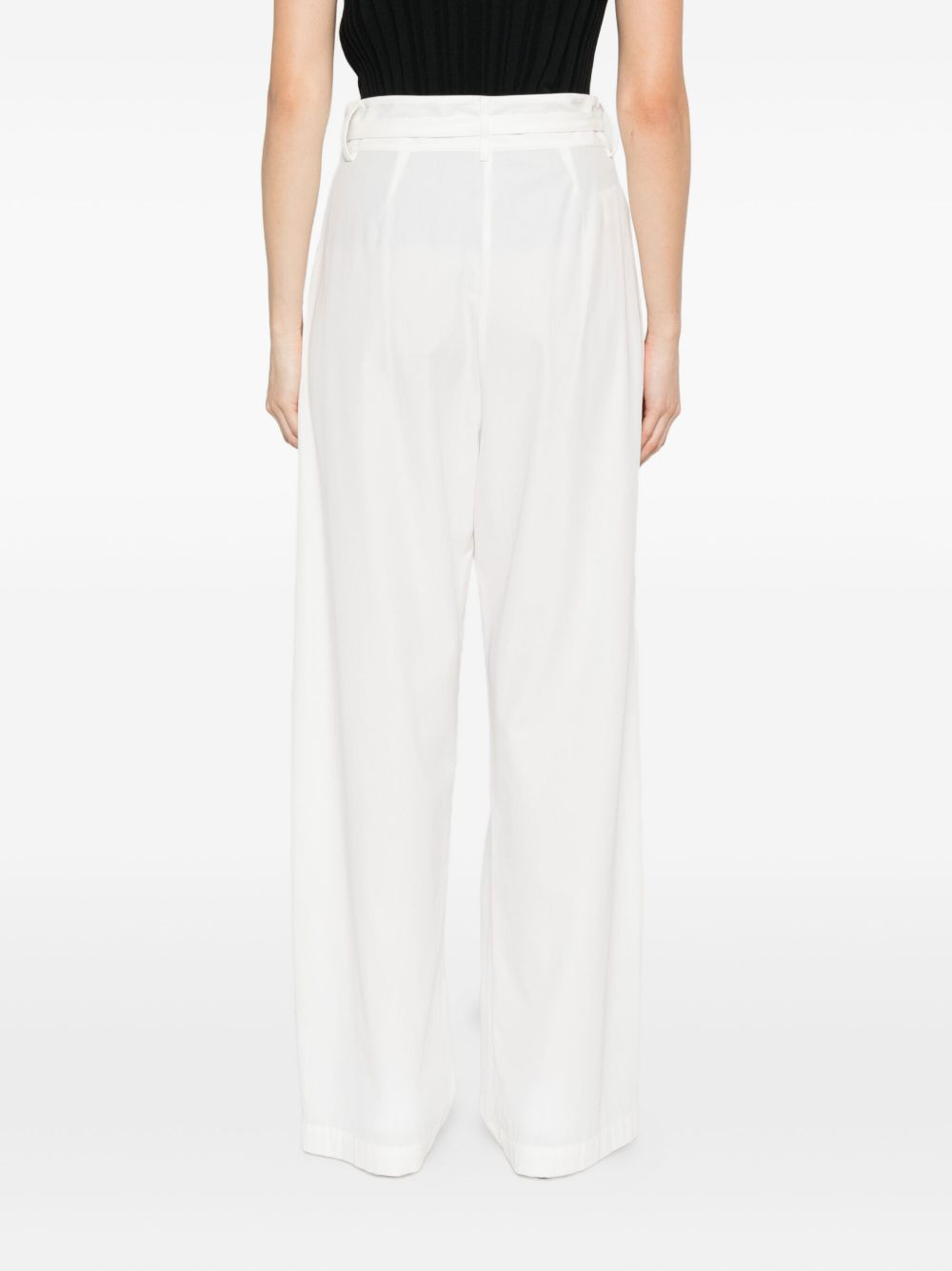 pleated belted straight trousers - 4