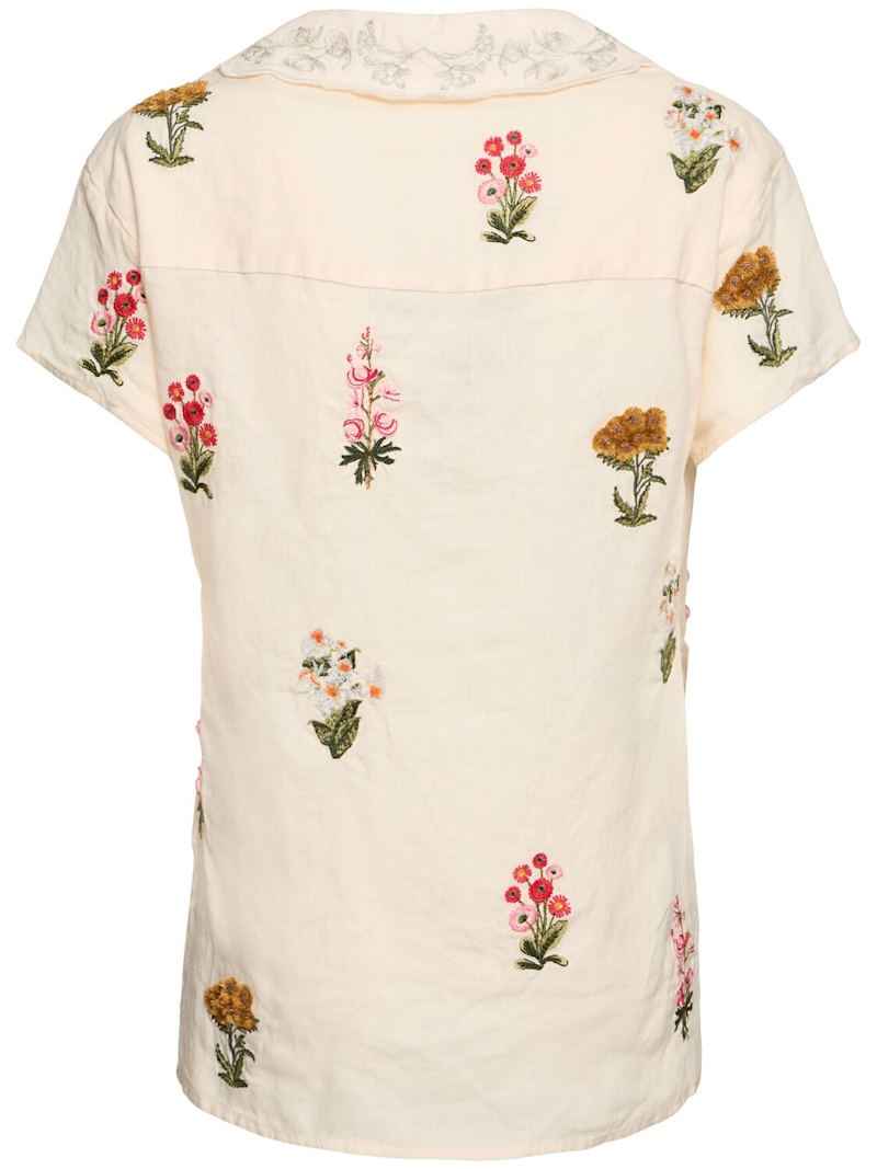 Calma printed linen wrap shirt - 3