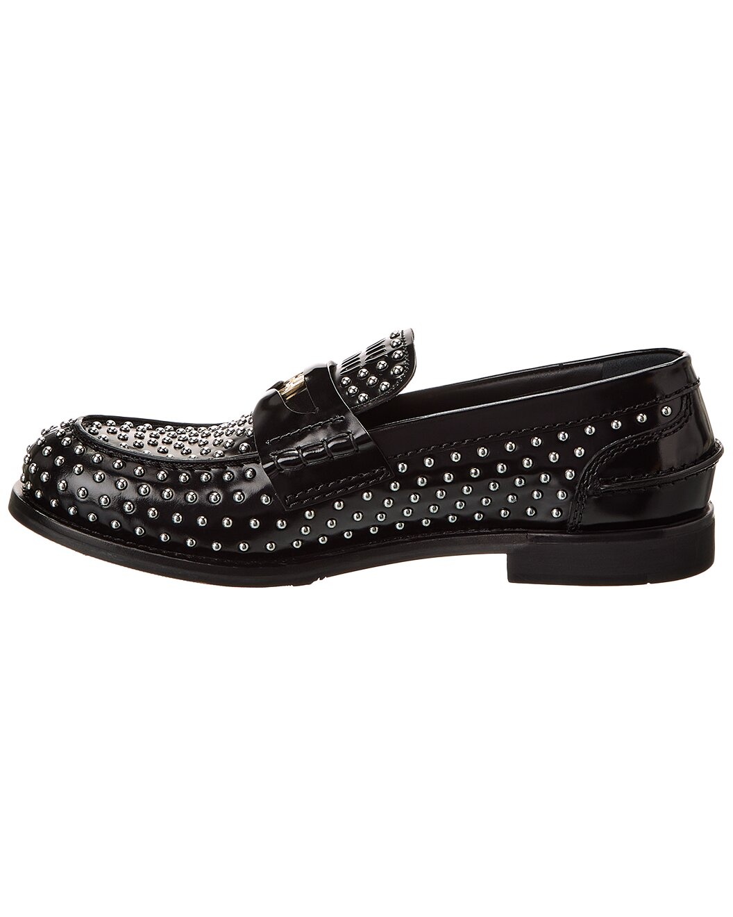 Miu Miu Logo Studded Leather Loafer - 2