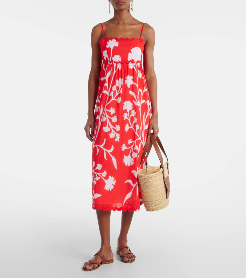 juliet dunn Printed scalloped cotton midi dress outlook