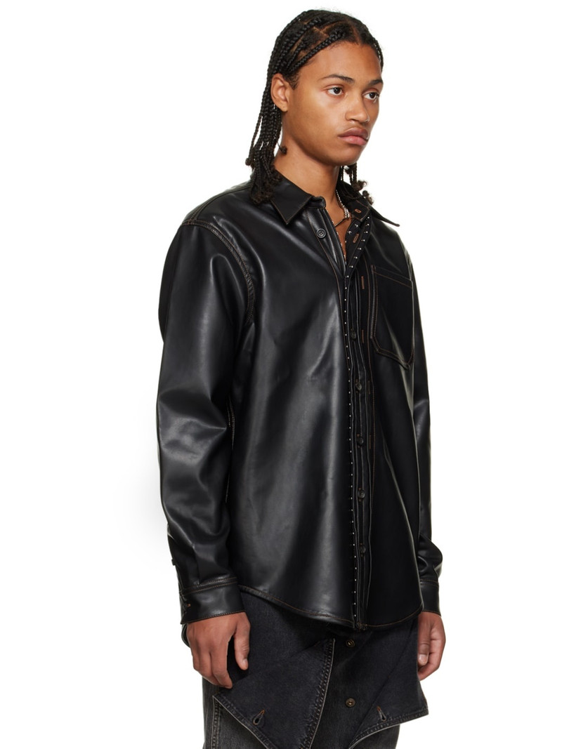 Y/Project Black Hook-Eye Faux-Leather Shirt outlook