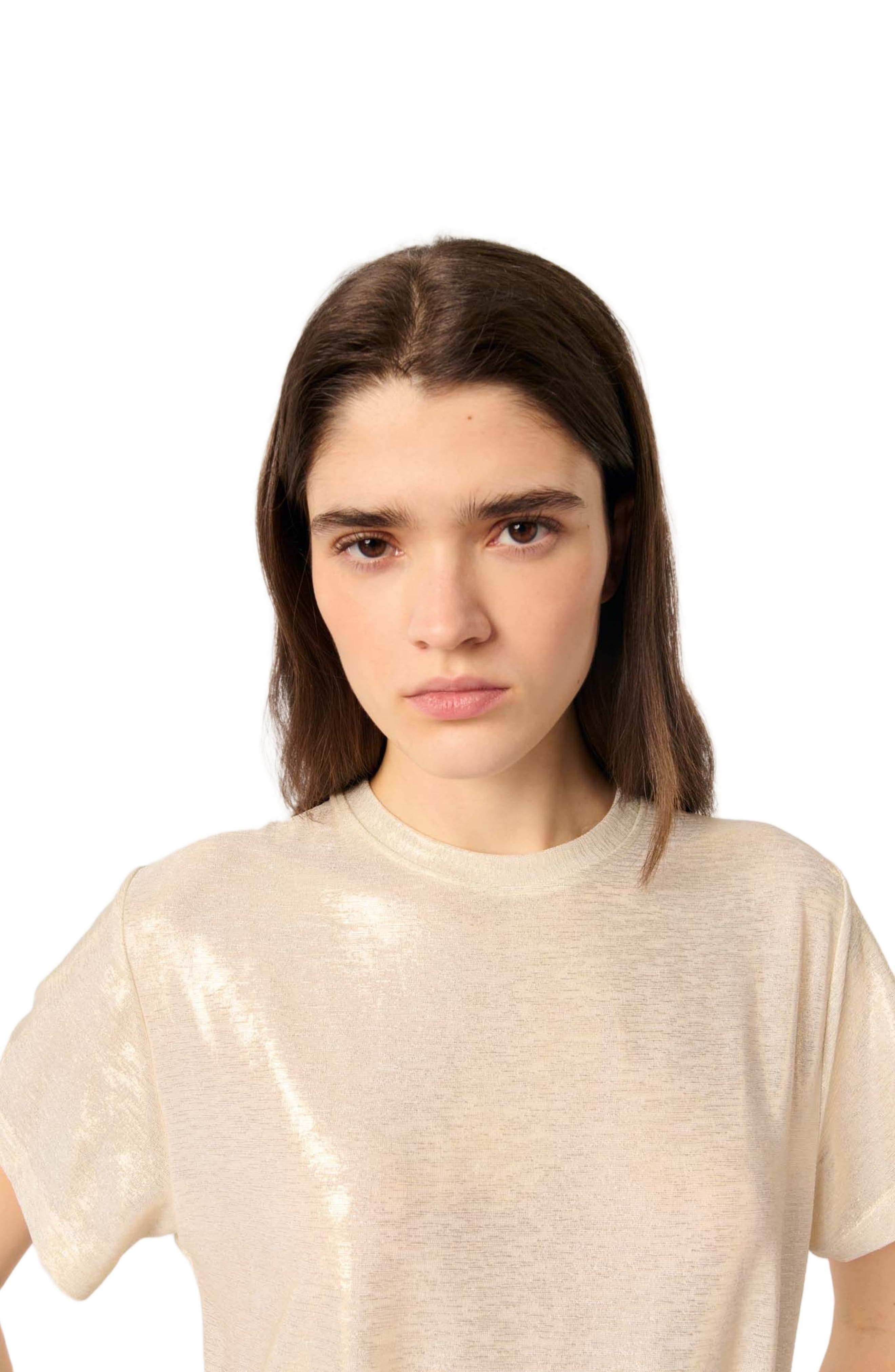 maje Metallic T-shirt in Gold at Nordstrom - 7