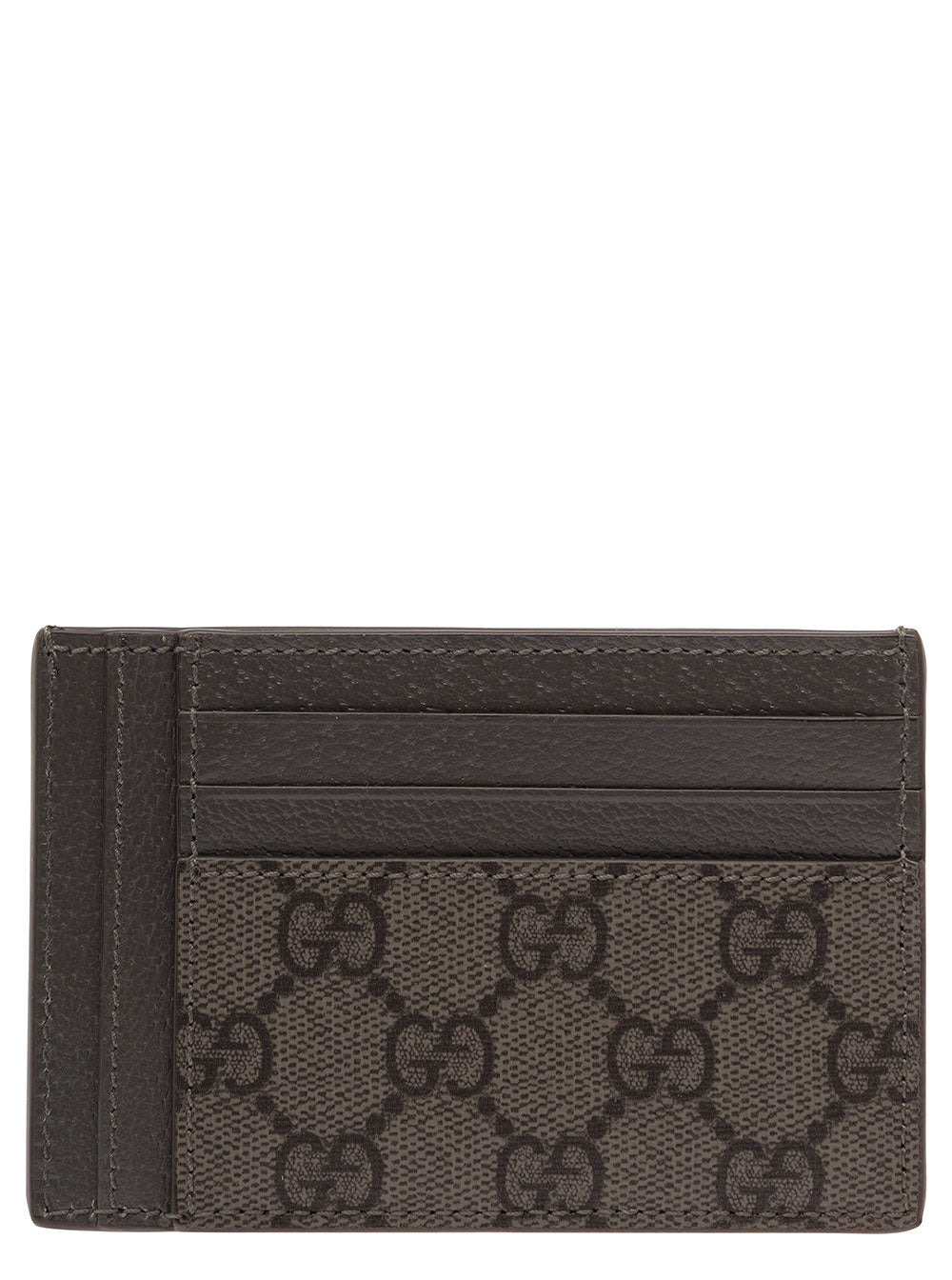 Gucci Men Grey Card Holder With Leather Trim And Gg Motif In Fabric Man - 2