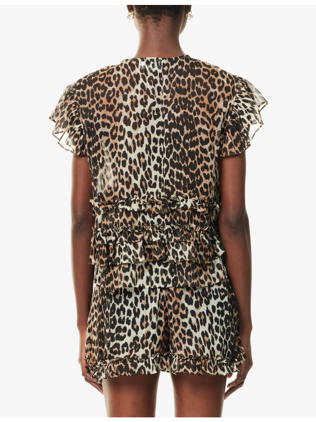 Leopard Ruffled Woven Top - 4
