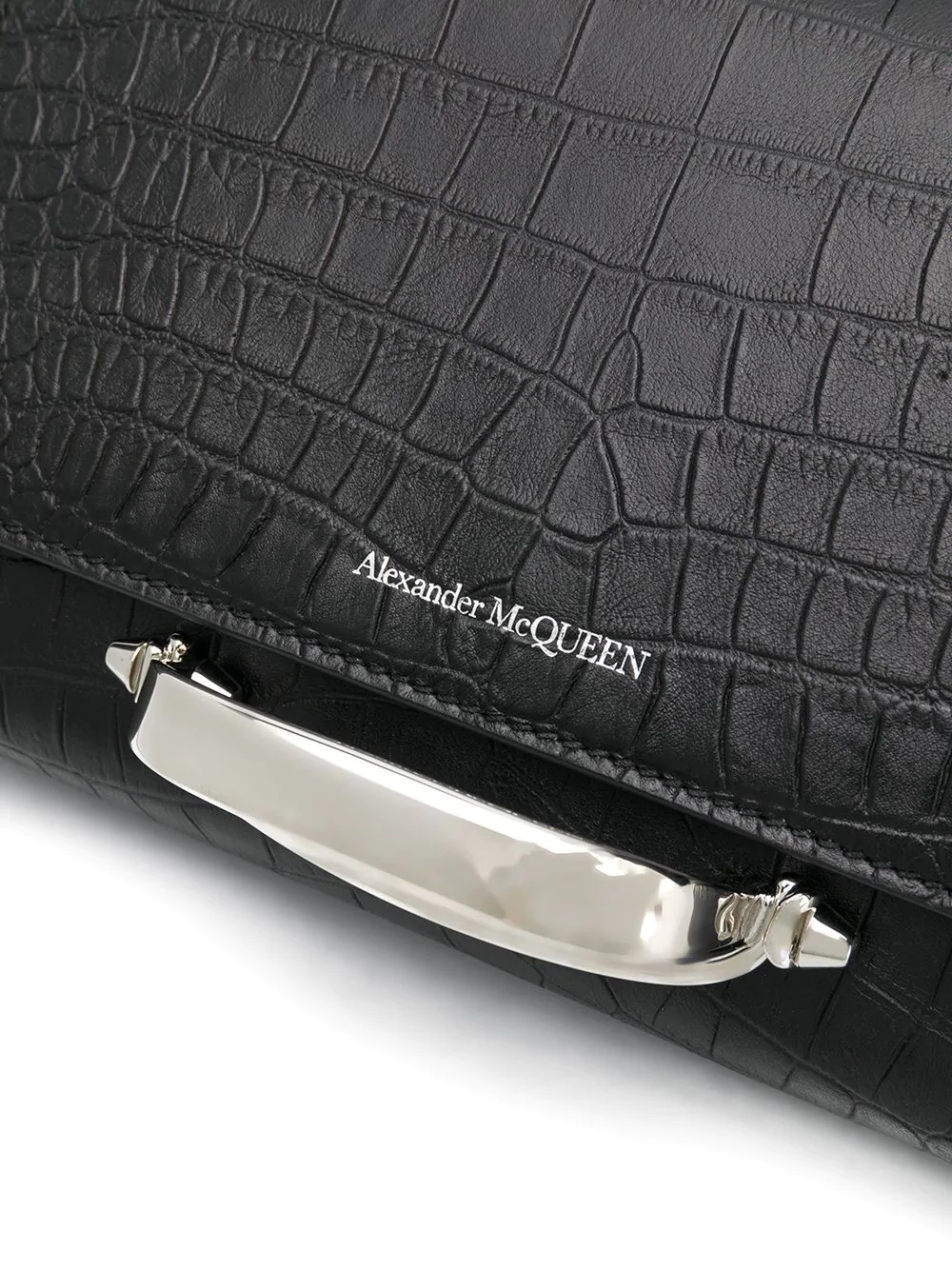 croc-effect handle-detail clutch bag - 4