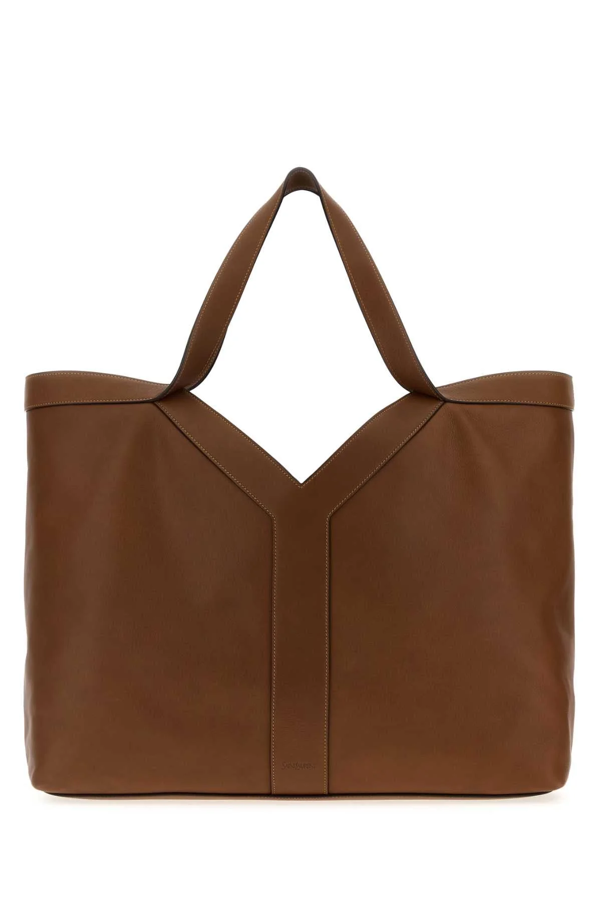 Saint Laurent Men Brown Leather Oversize Shopping Bag - 1