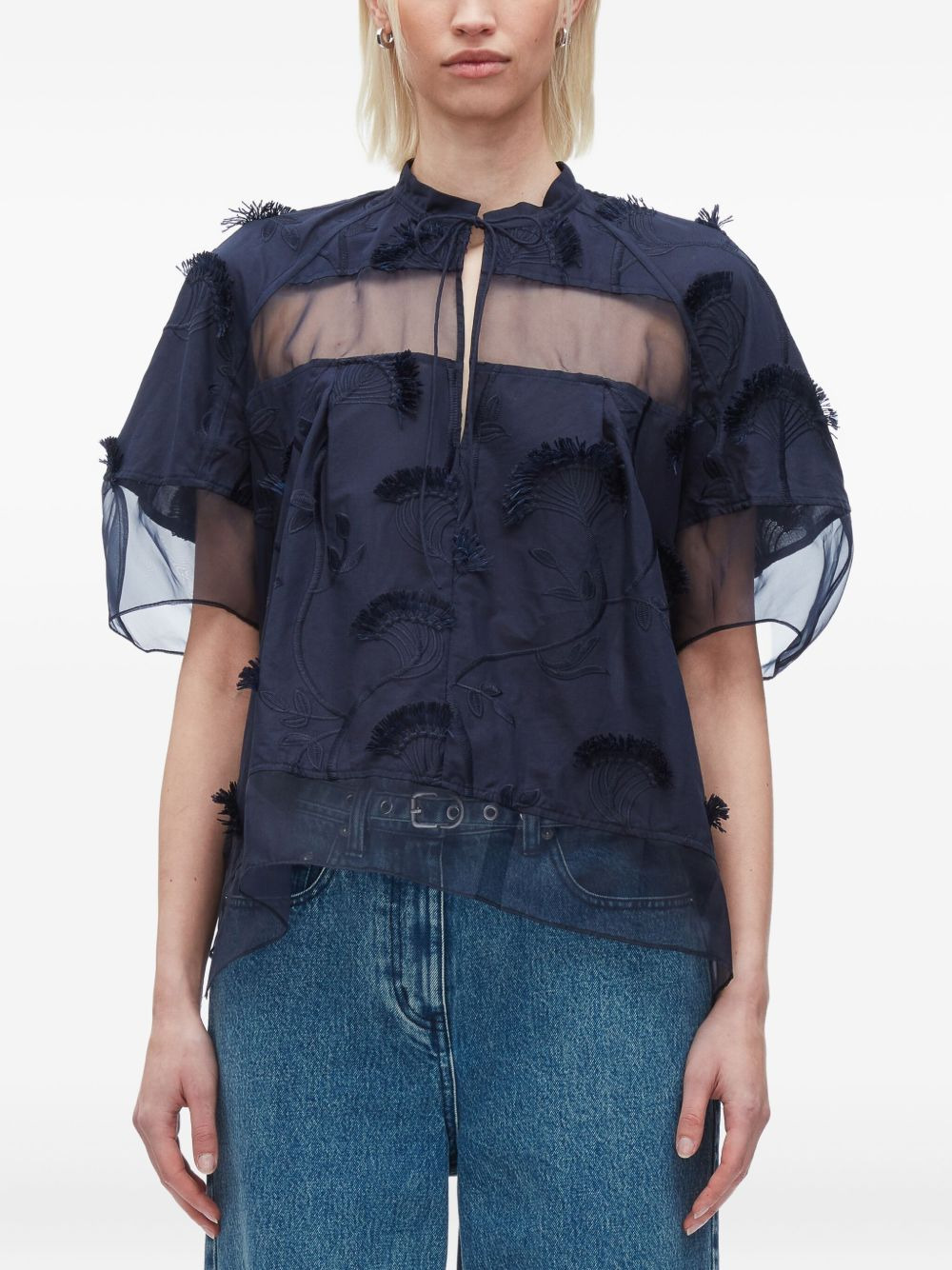 embroidered ruffled blouse - 3