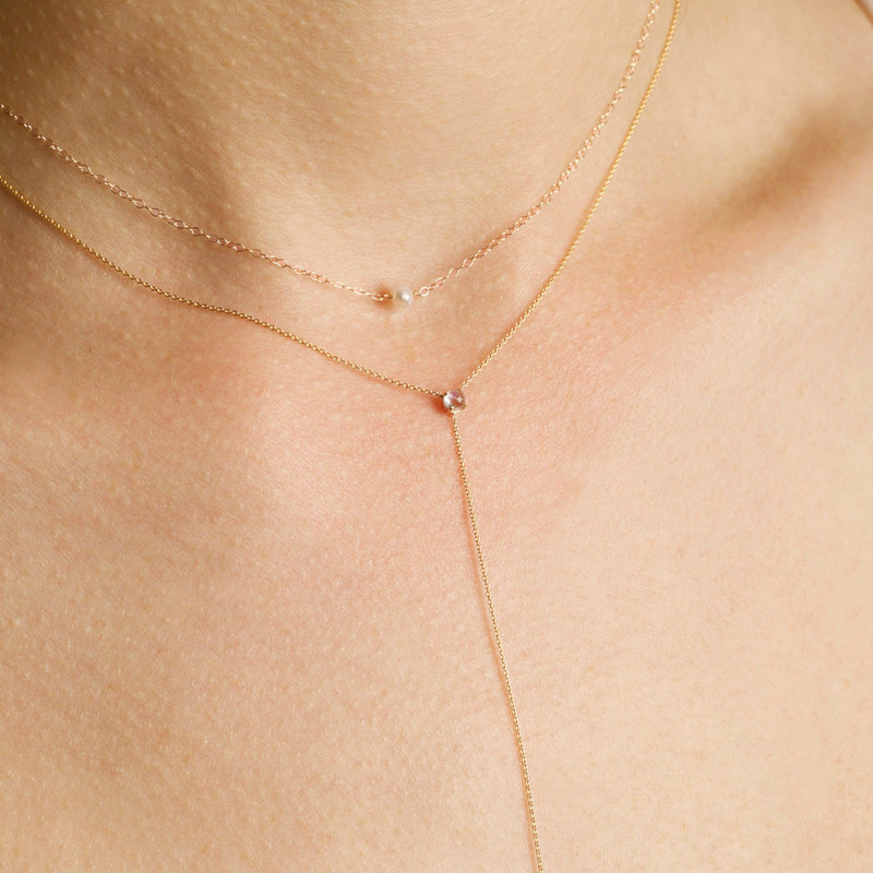 Tiny Solitaire Pearl Necklace 6