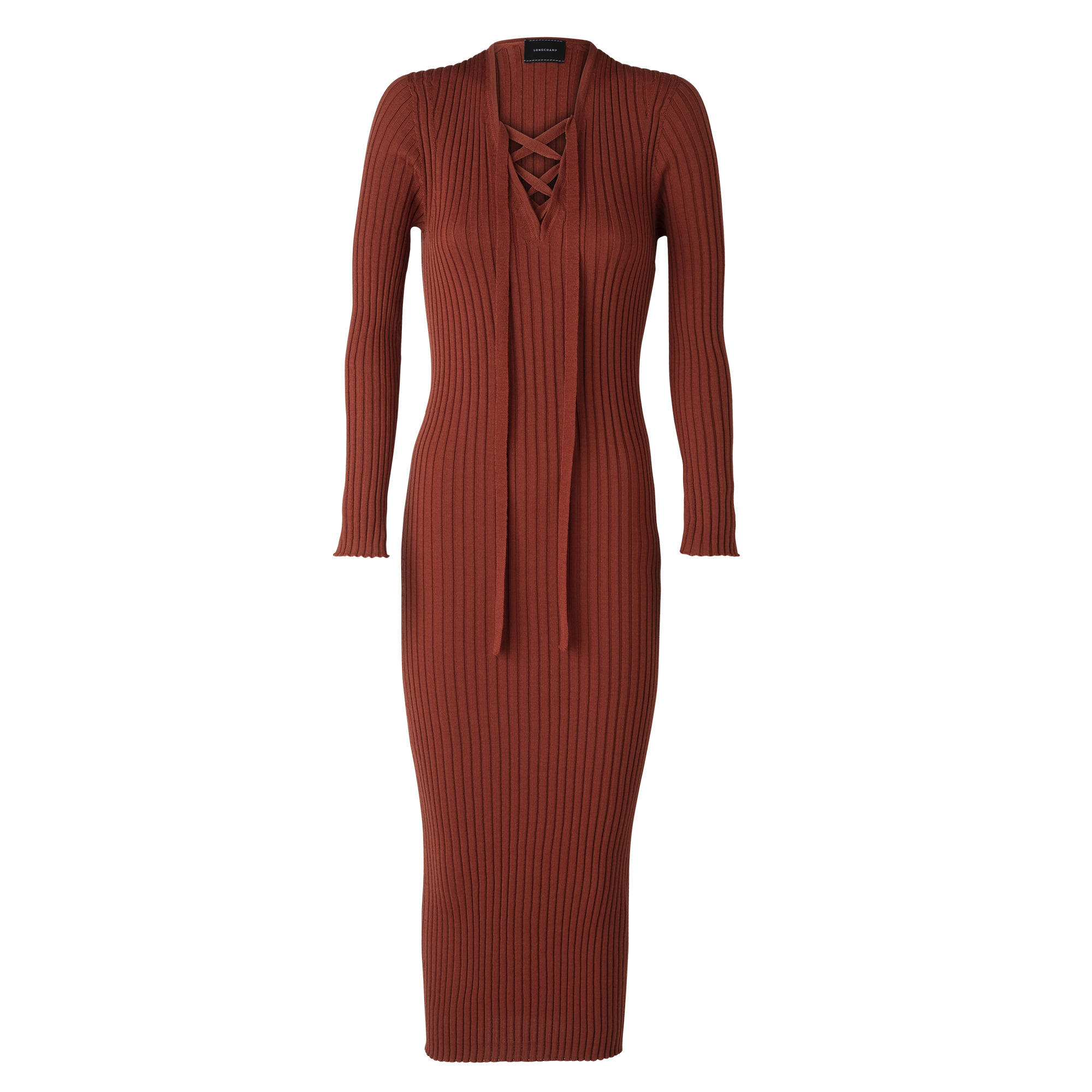 Fitted long dress Chestnut - Knit - 1