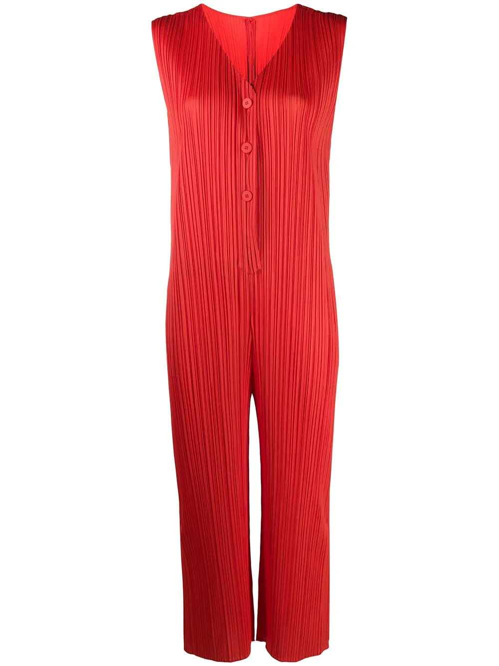 V-neck pleated jumpsuit - 1