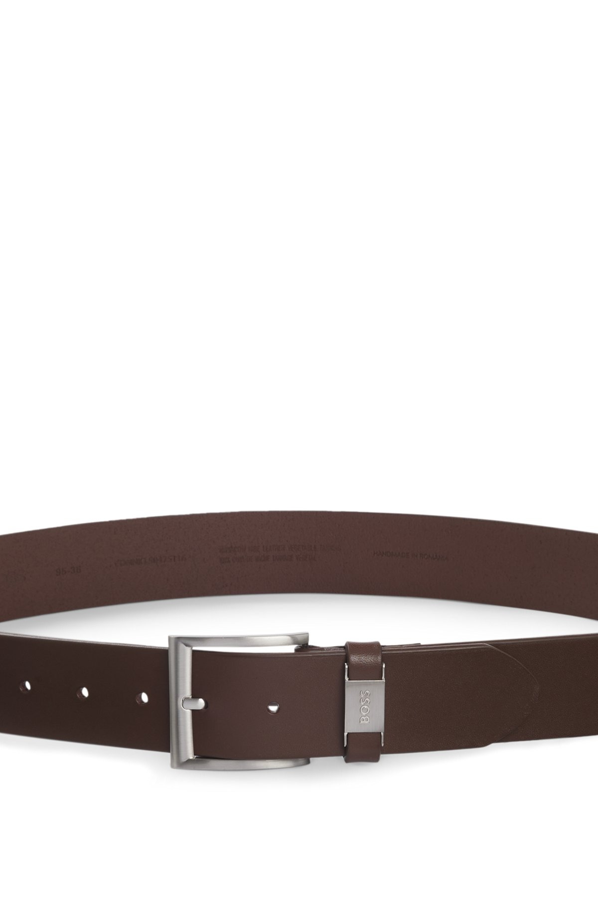 ITALIAN-LEATHER BELT WITH LOGO KEEPER AND BRUSHED HARDWARE - 4