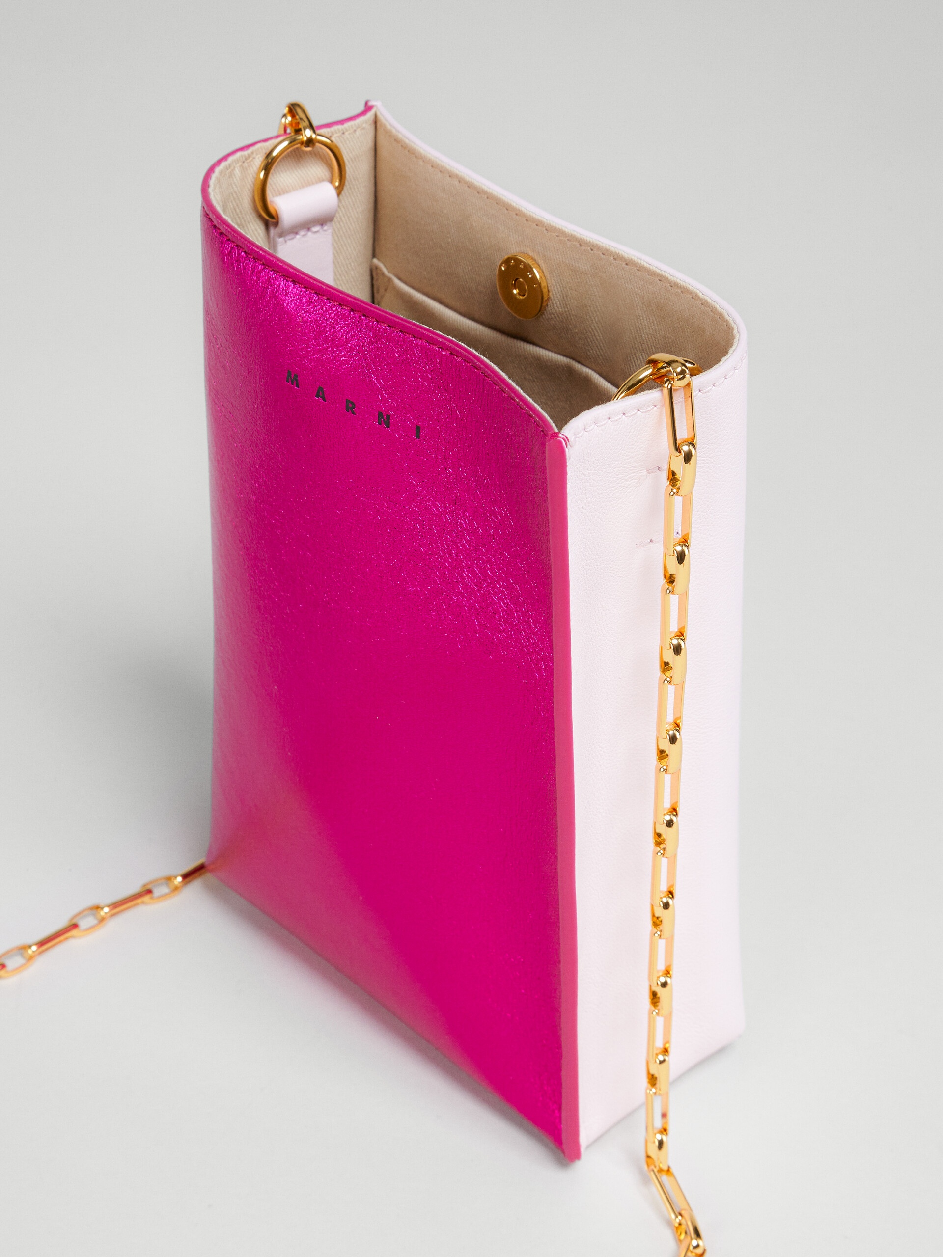 MUSEO SOFT NANO BAG IN FUCHSIA AND PINK METALLIC LEATHER - 4