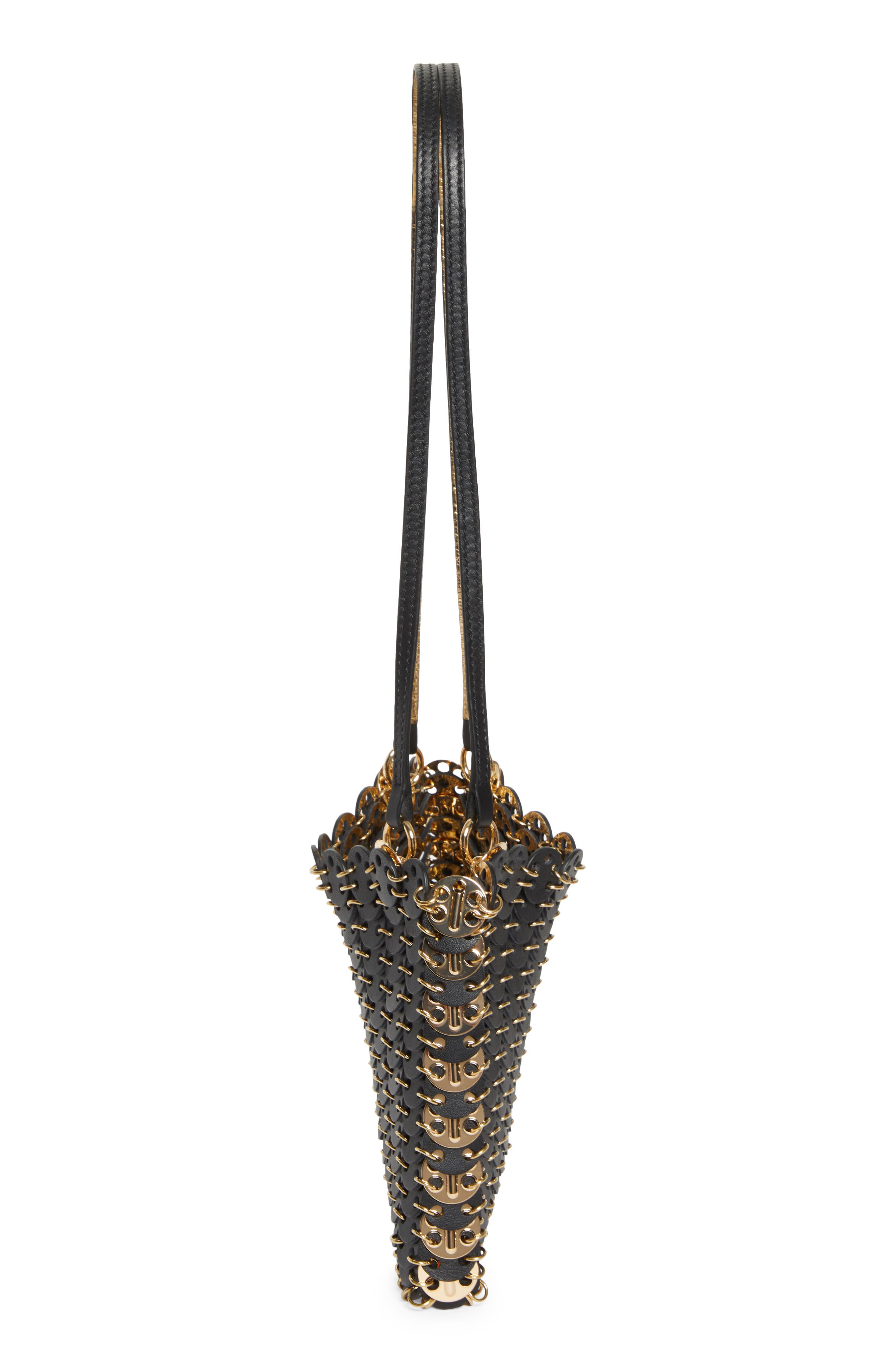 Rabanne Iconic 1969 Leather Shoulder Bag in Black /Gold at Nordstrom - 5