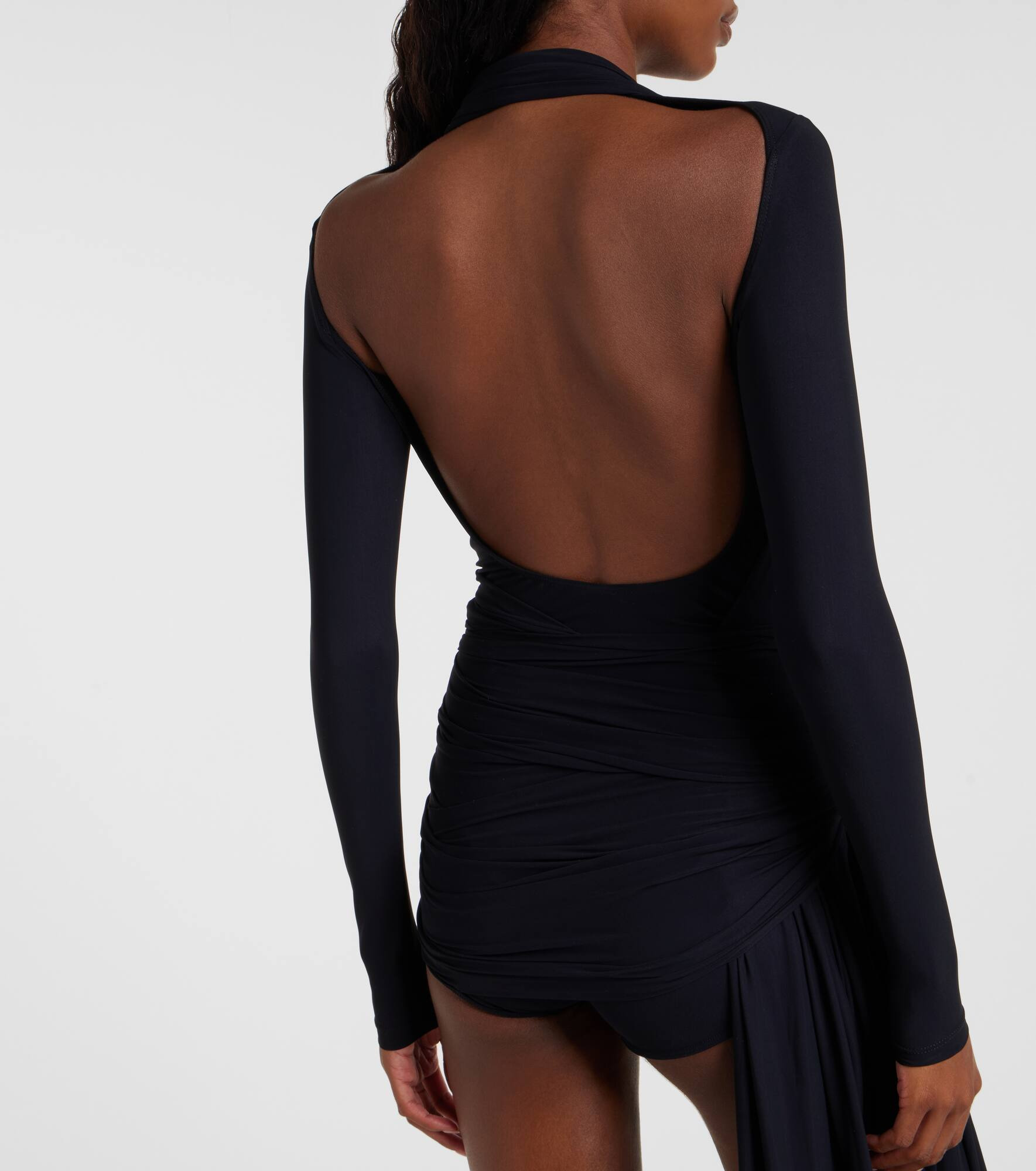 Asymmetric draped minidress - 6