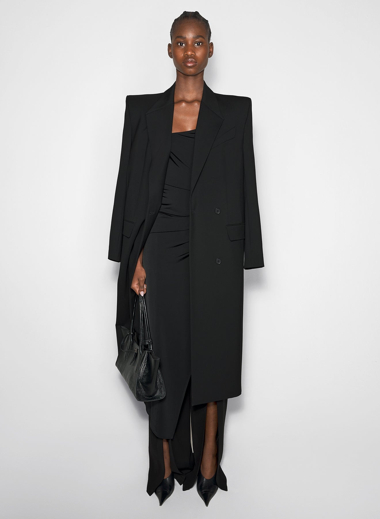 black double-breasted wool coat - 6