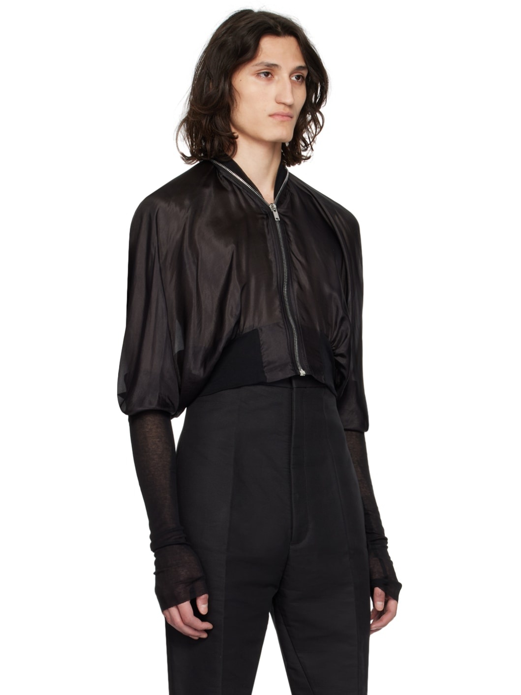 Black Batwing Flight Bomber Jacket - 2