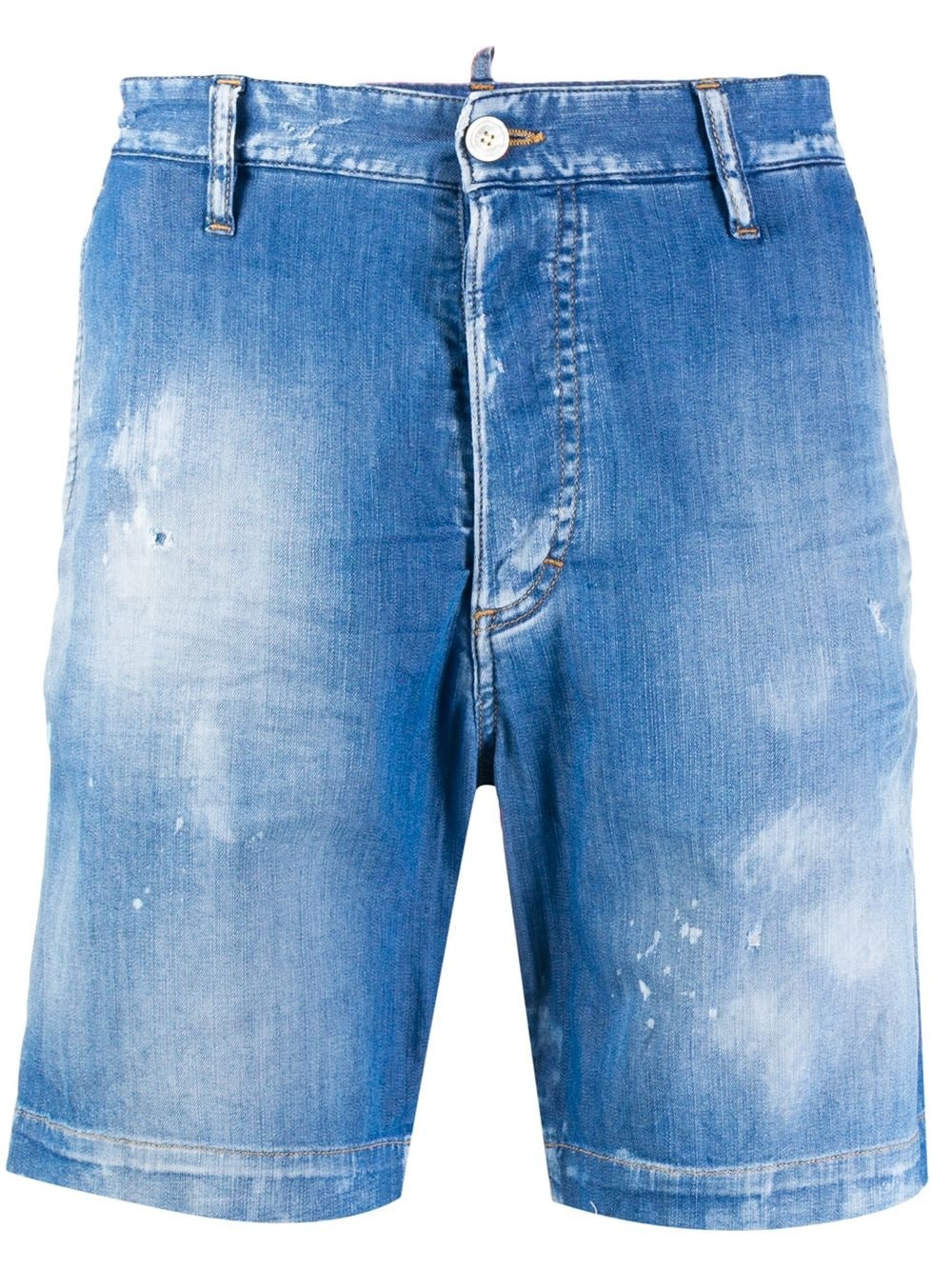 distressed effect denim shorts - 1