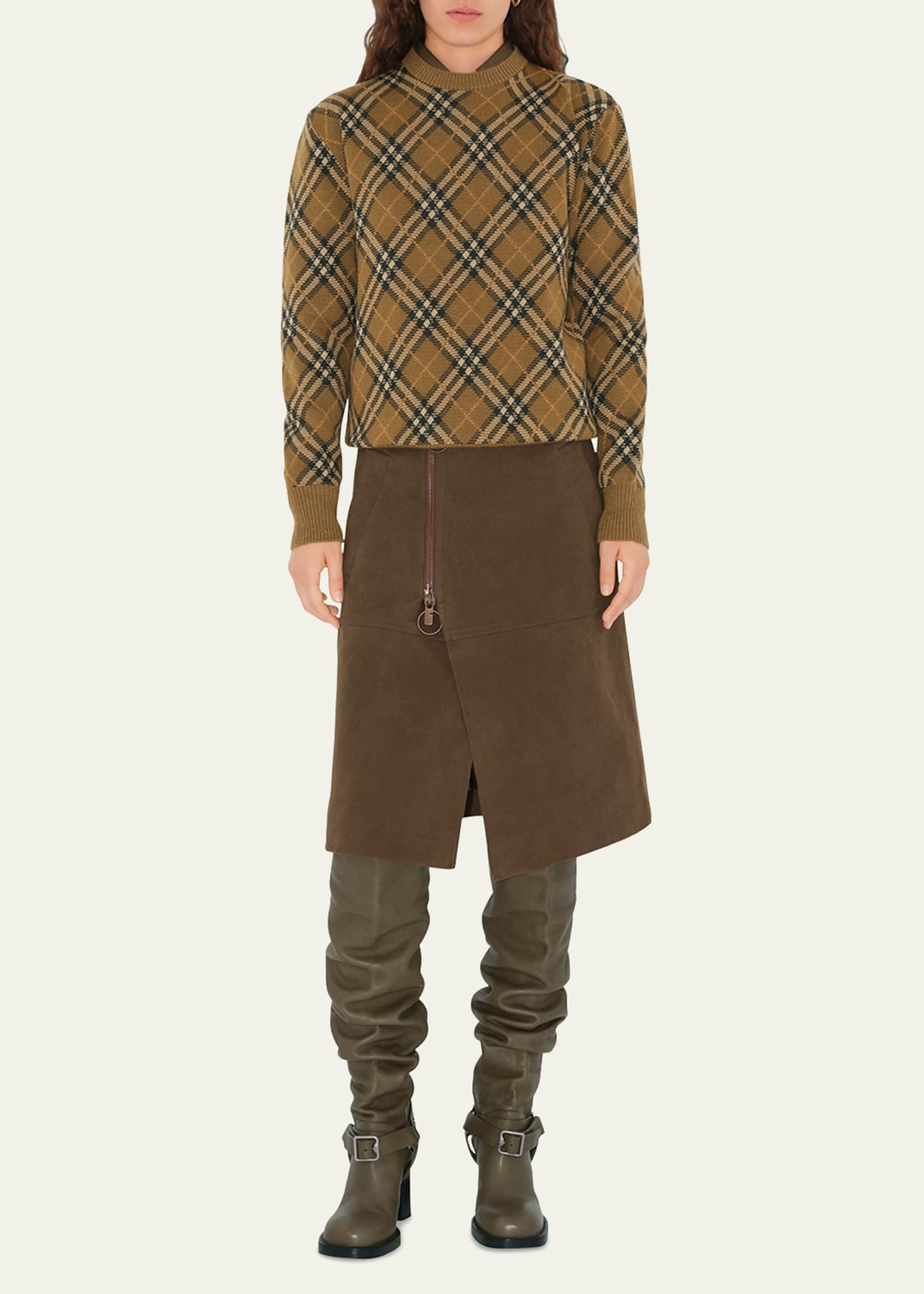 Wool Check Crewneck Sweater - 2