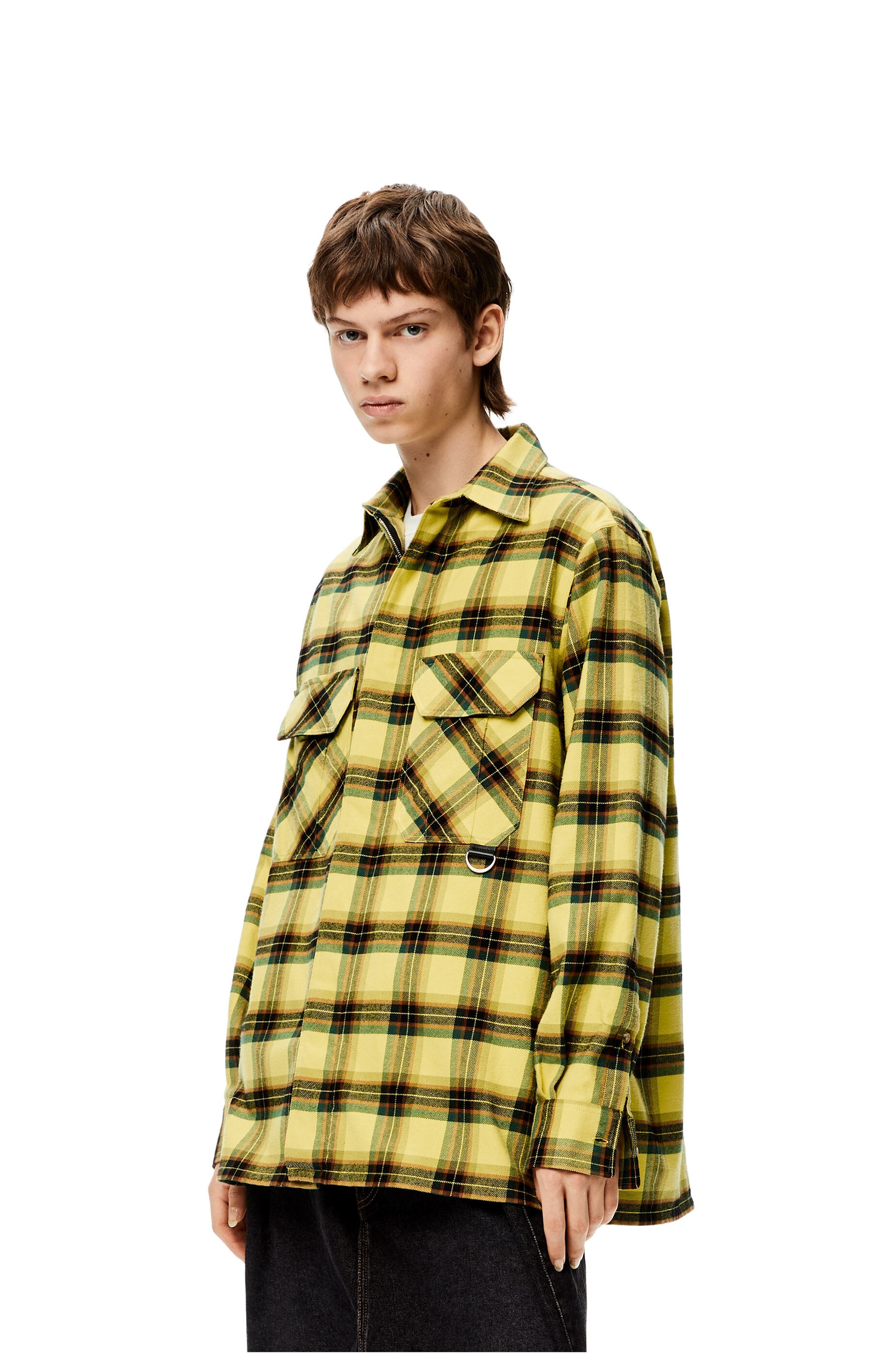 Check flannel zip shirt in cotton - 3