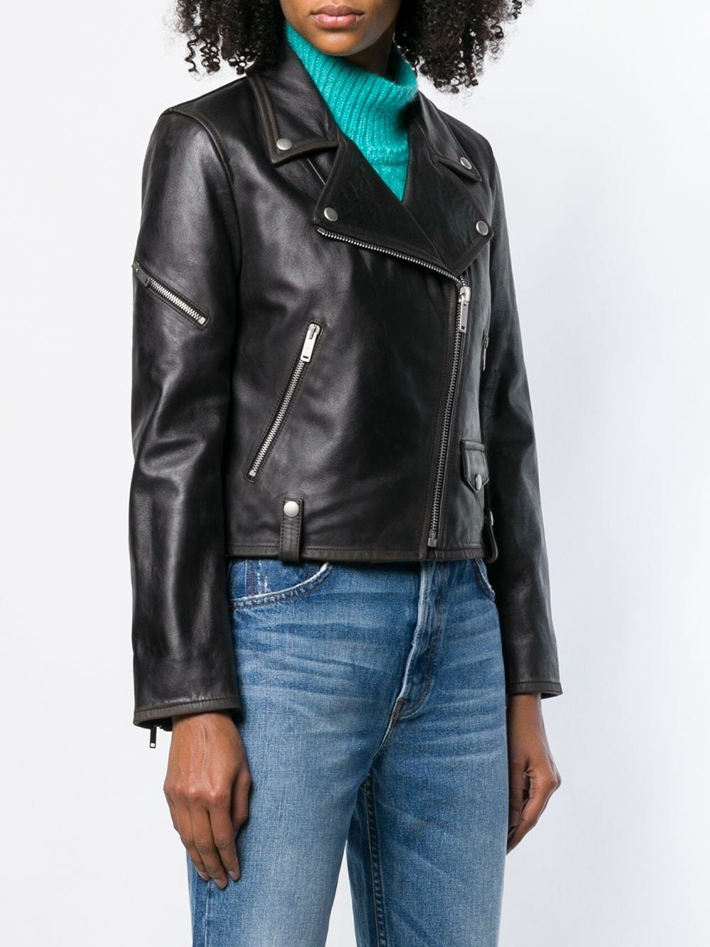 fitted biker jacket - 3