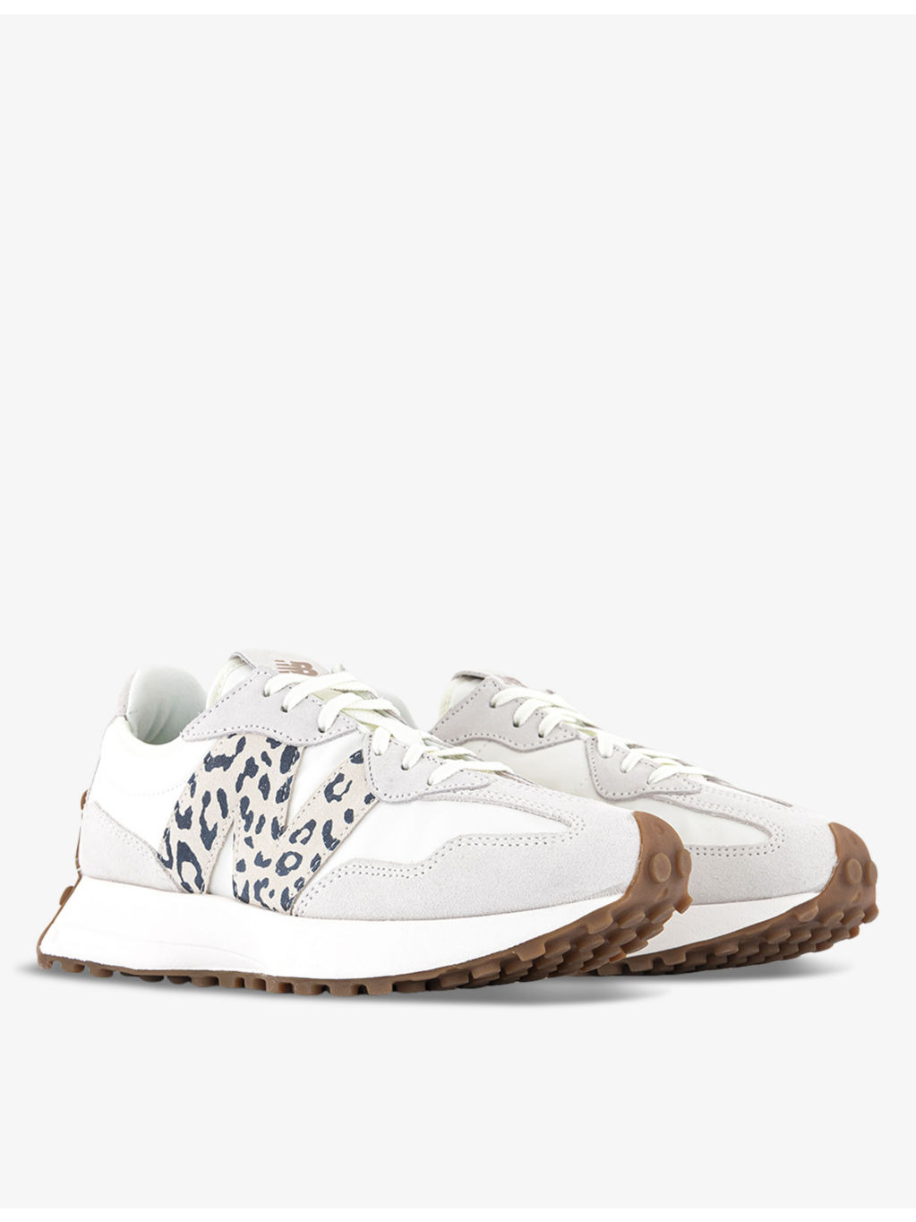 327 logo-embroidered suede and woven low-top trainers - 3