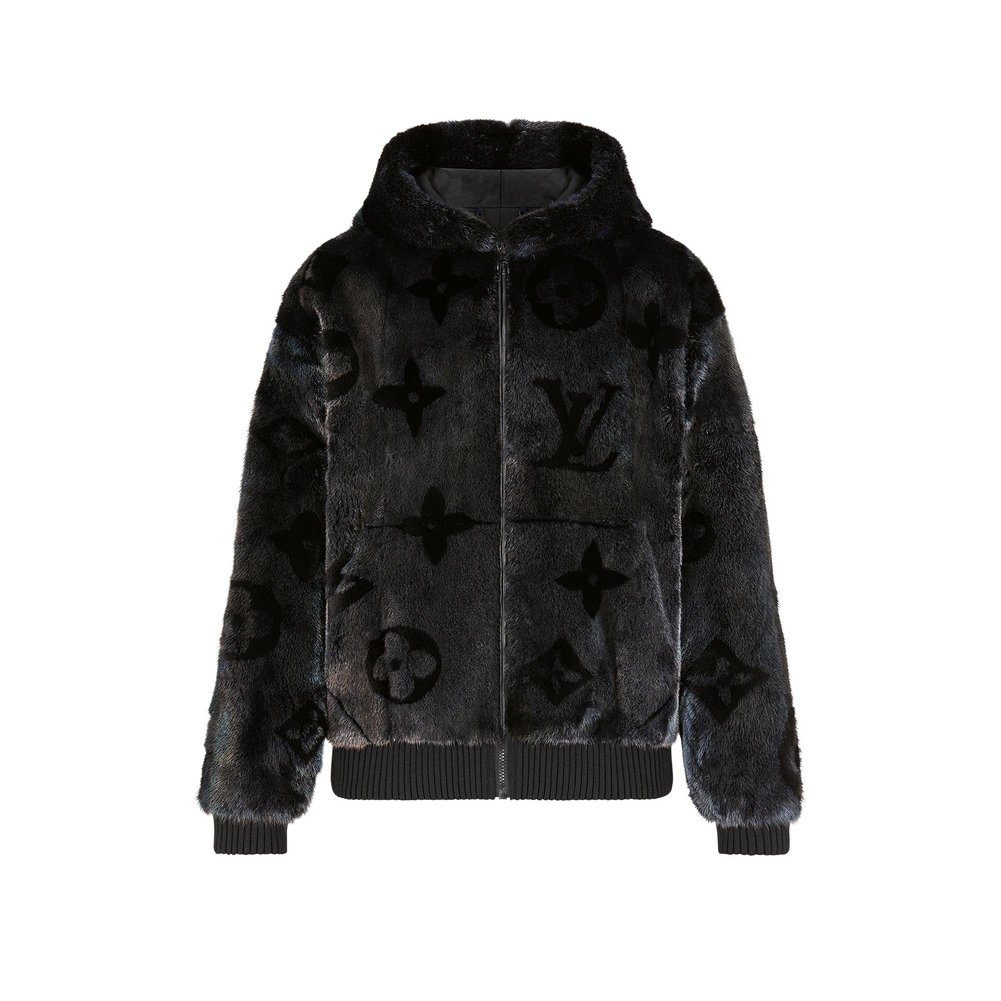 Monogram Mineral Mink Fur Zipped Hoodie - 1