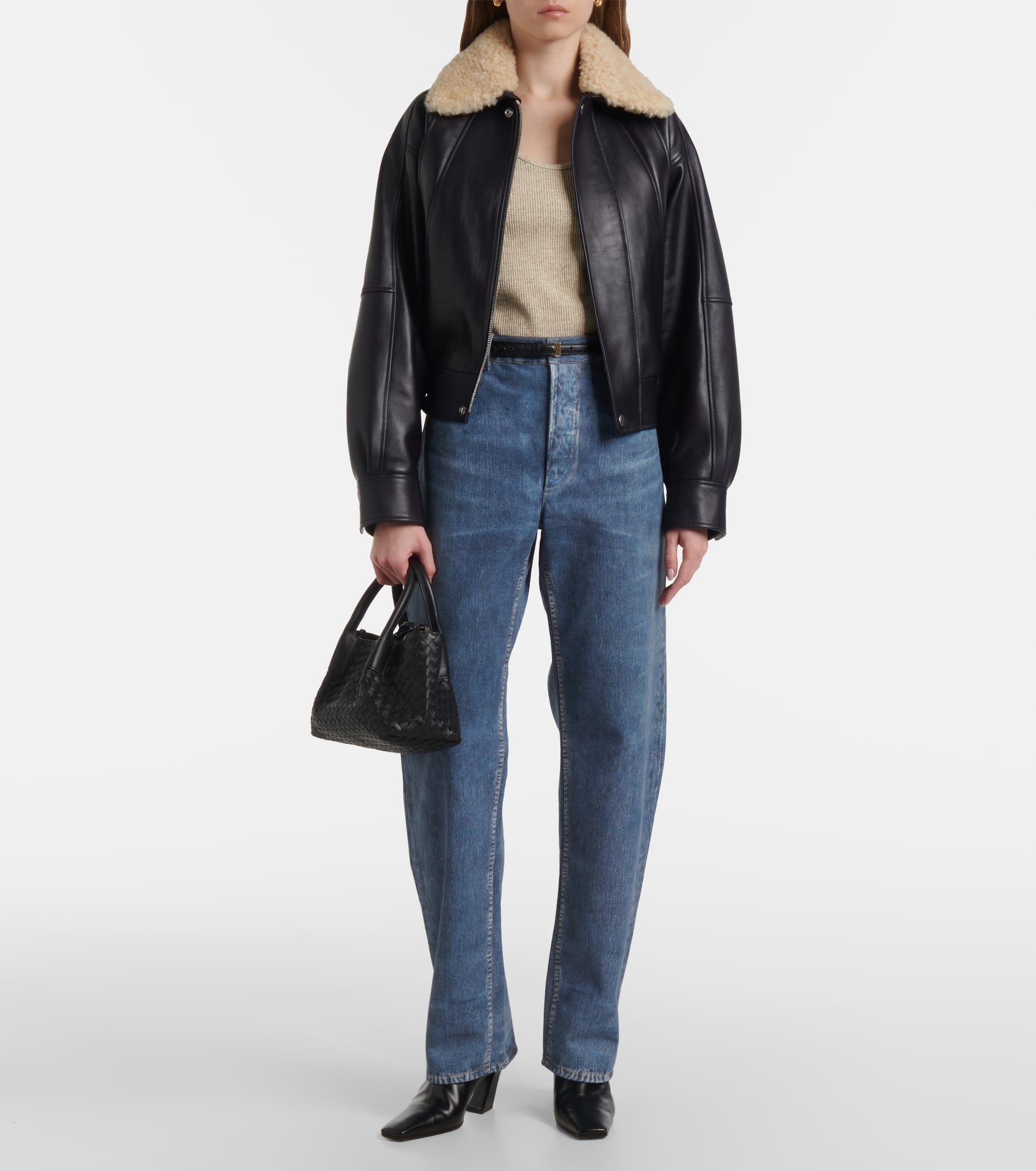 Shearling-trimmed leather blouson - 2