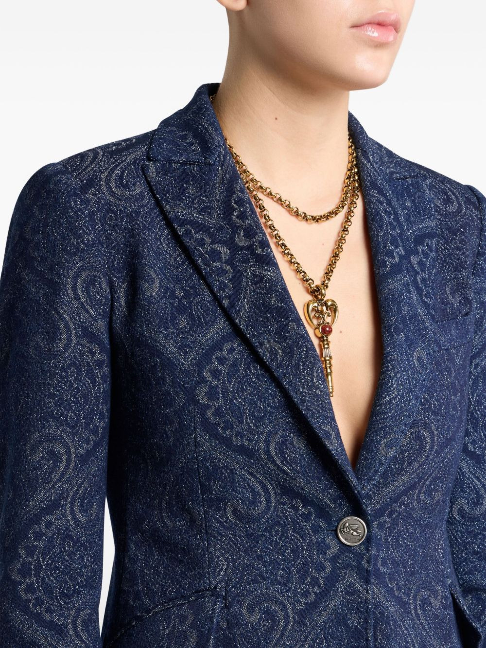 jacquard paisley blazer - 4
