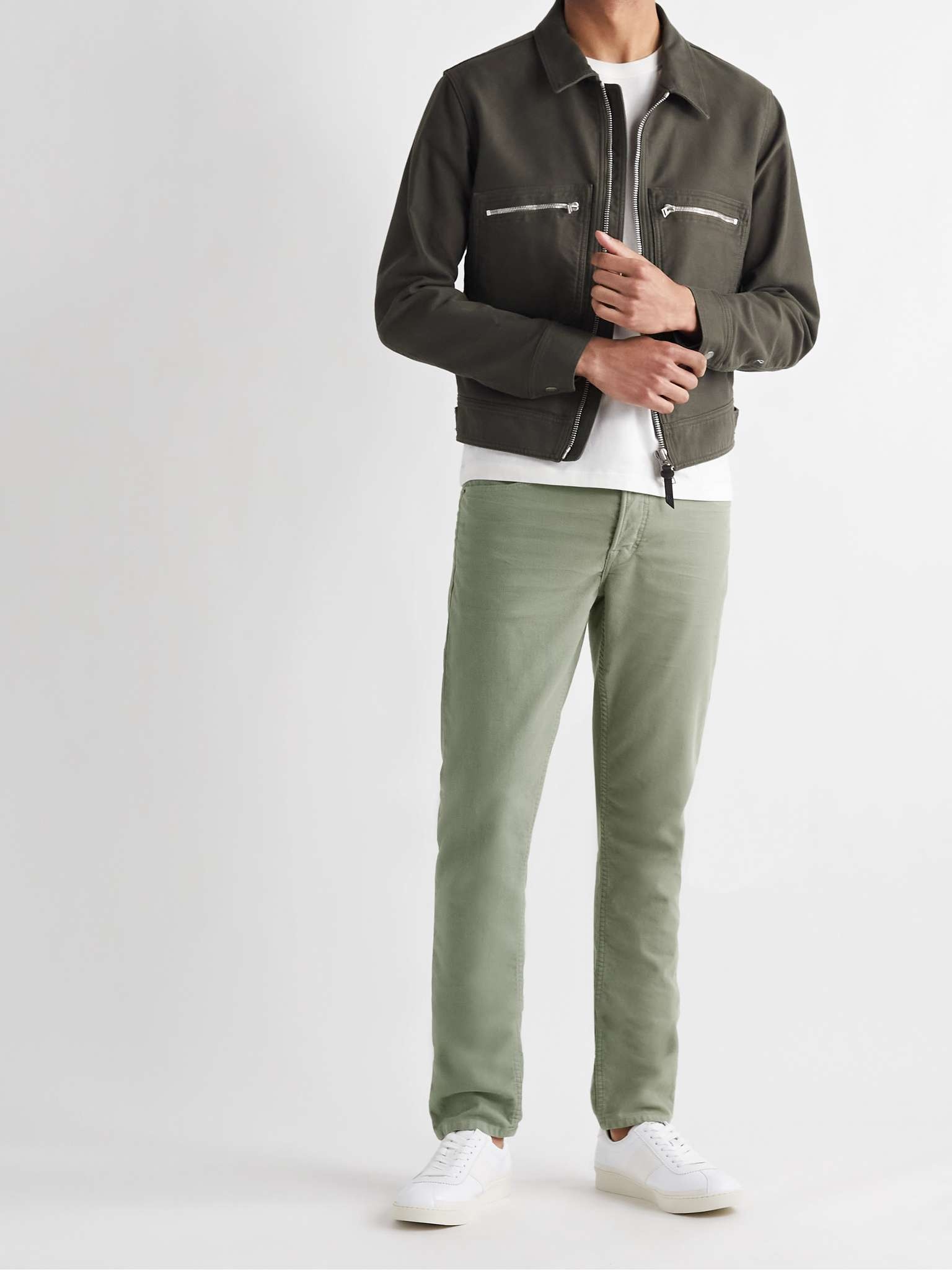 Slim-Fit Stretch-Cotton Moleskin Trousers - 2