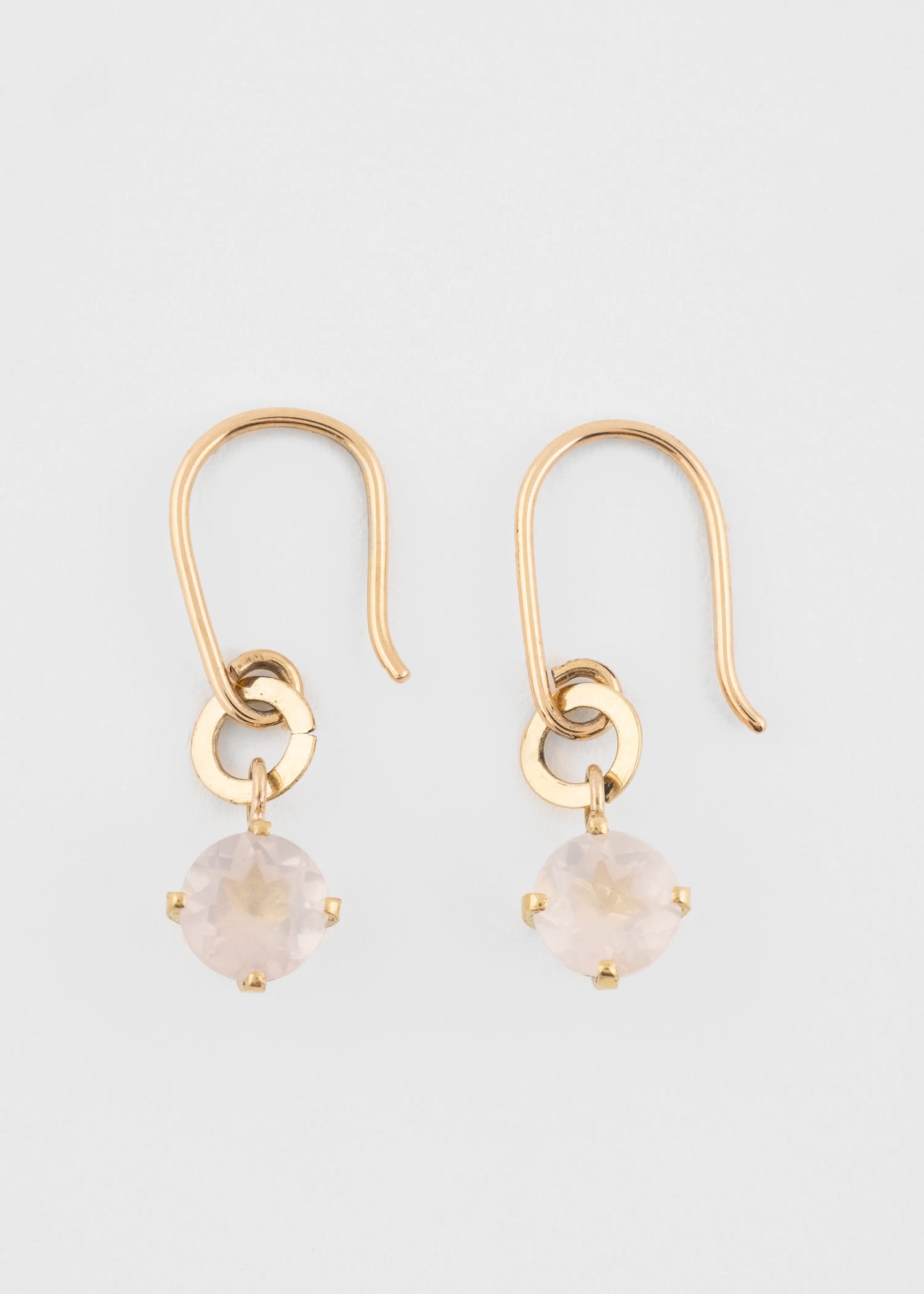'Clara' Pink Quartz Gold Earrings by Helena Rohner - 3