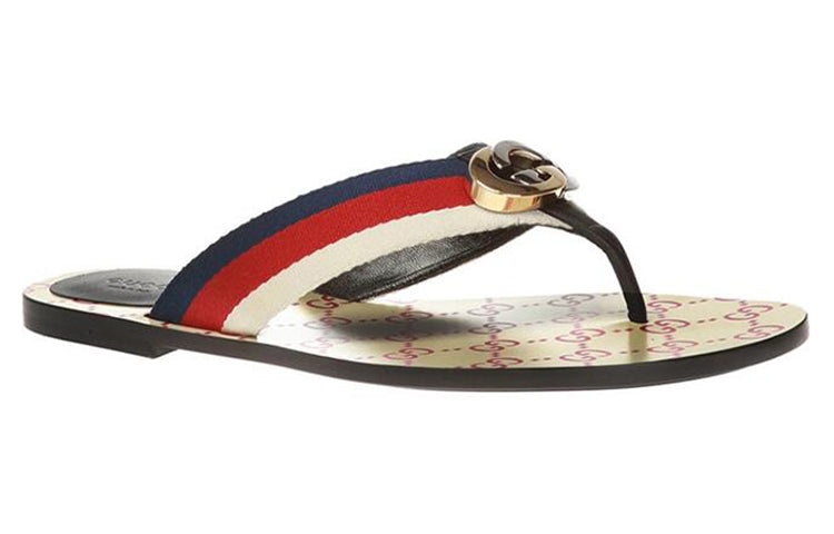 (WMNS) Gucci Logo Flip-Flops Brown 612138-H9020-9120 - 4