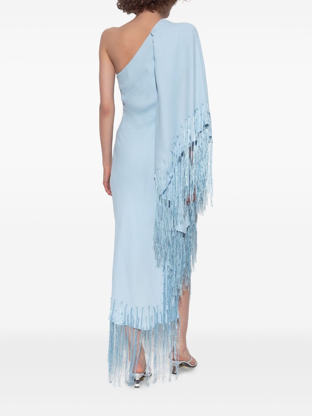 fringe-detailed one-shoulder dress - 4