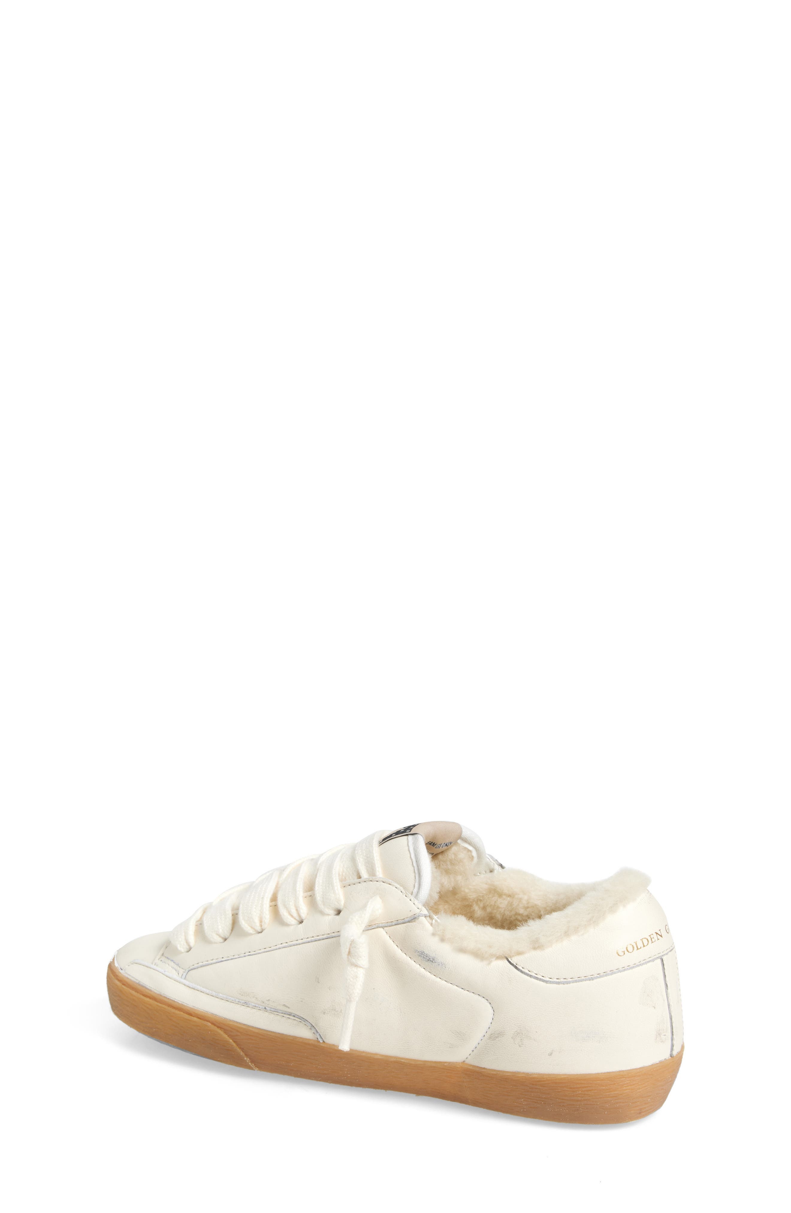 Golden Goose Super-Star Genuine Shearling Lined Low Top Sneaker in Optic White at Nordstrom - 2