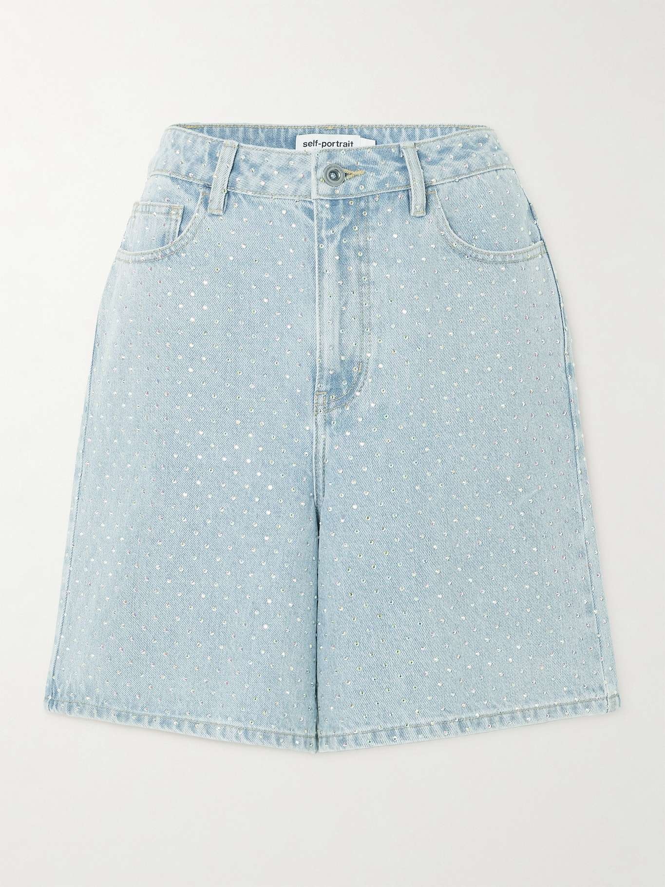 Crystal-embellished denim shorts - 1