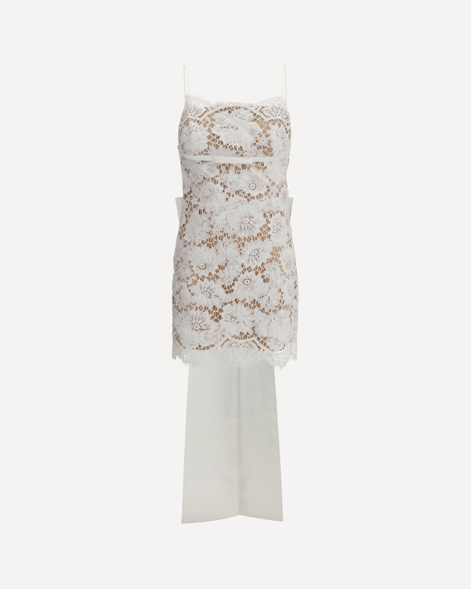 Short satin Dress with lace bow - 1