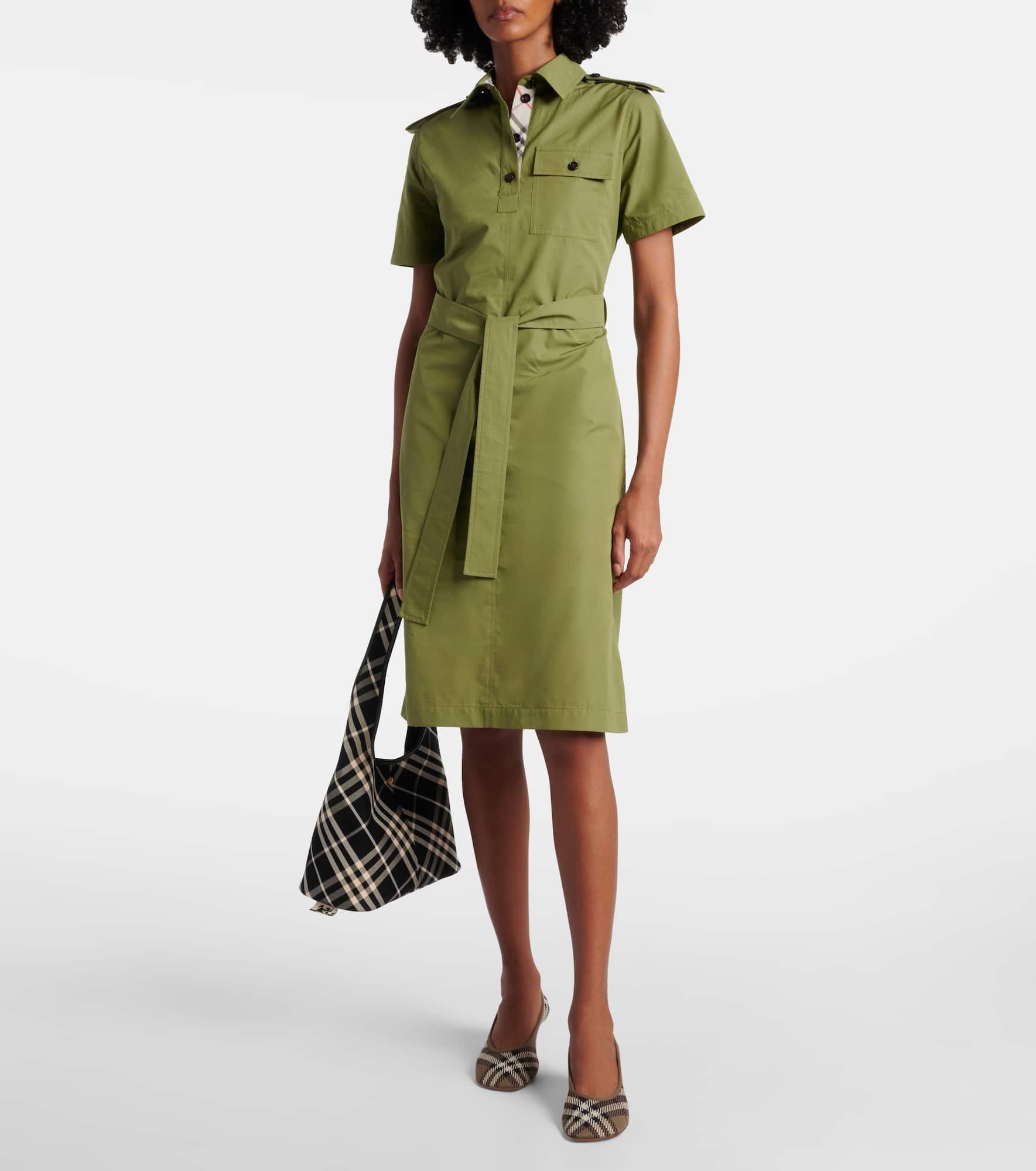 Belted cotton shirt dress - 2