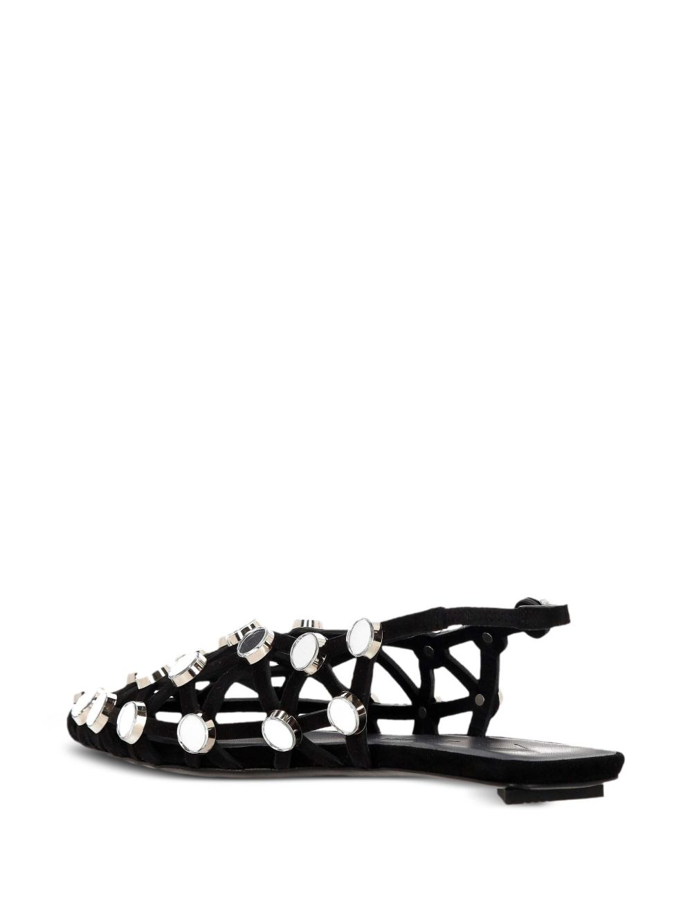 grid-embelished suede pointed-toe flat pumps - 3