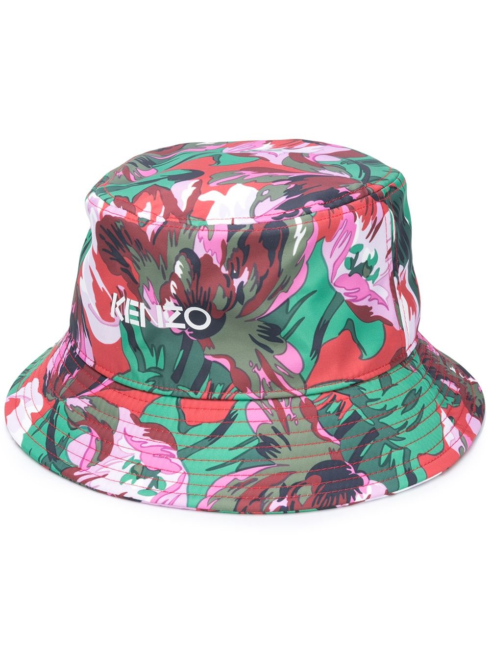 floral print logo bucket hat - 1