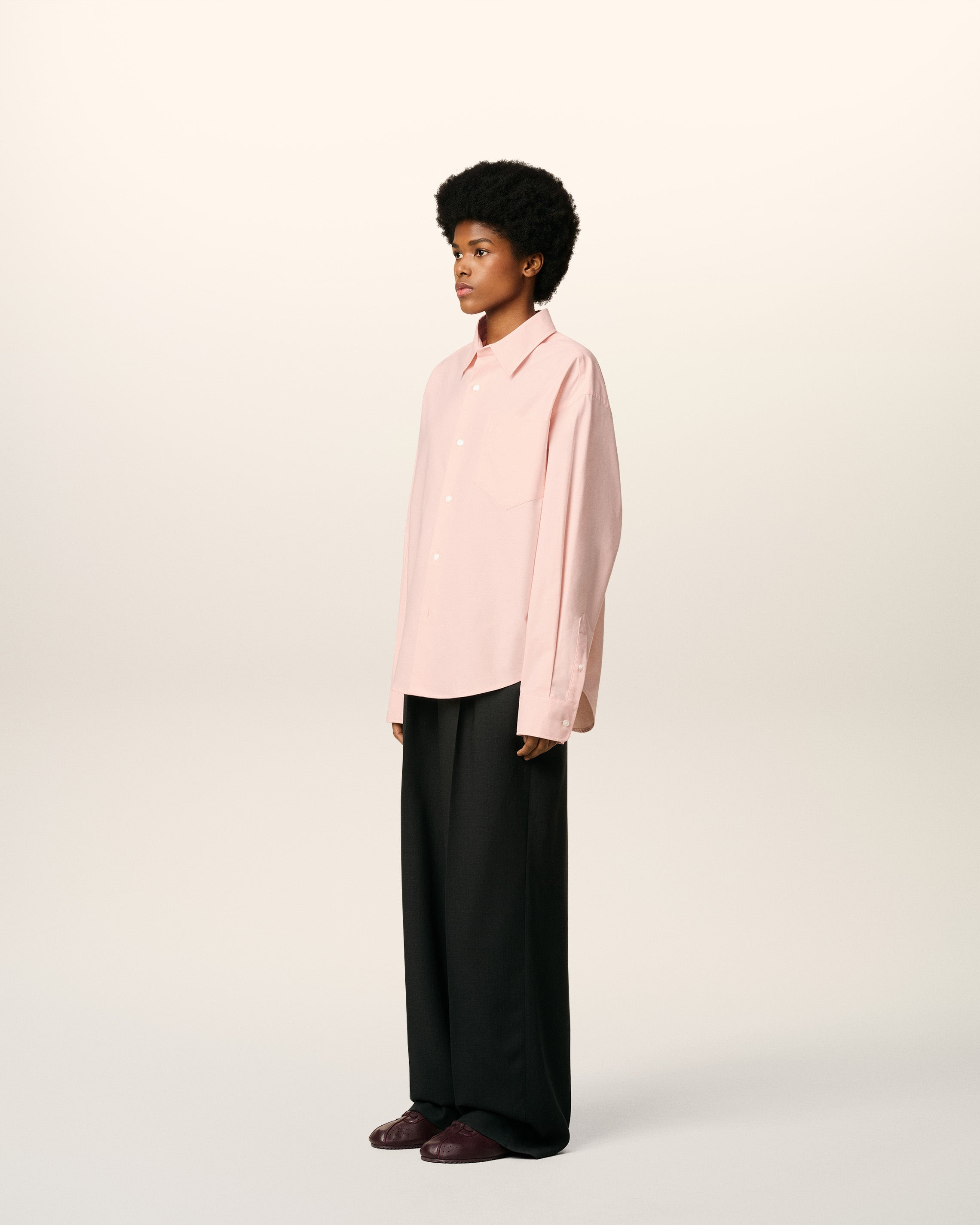 PINK COTTON EMBOSSED AMI DE COEUR BOXY SHIRT - 4
