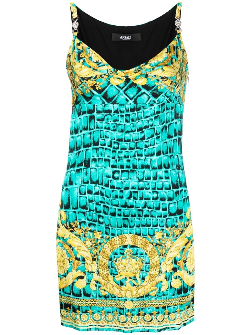Barocco-print slip minidress - 1