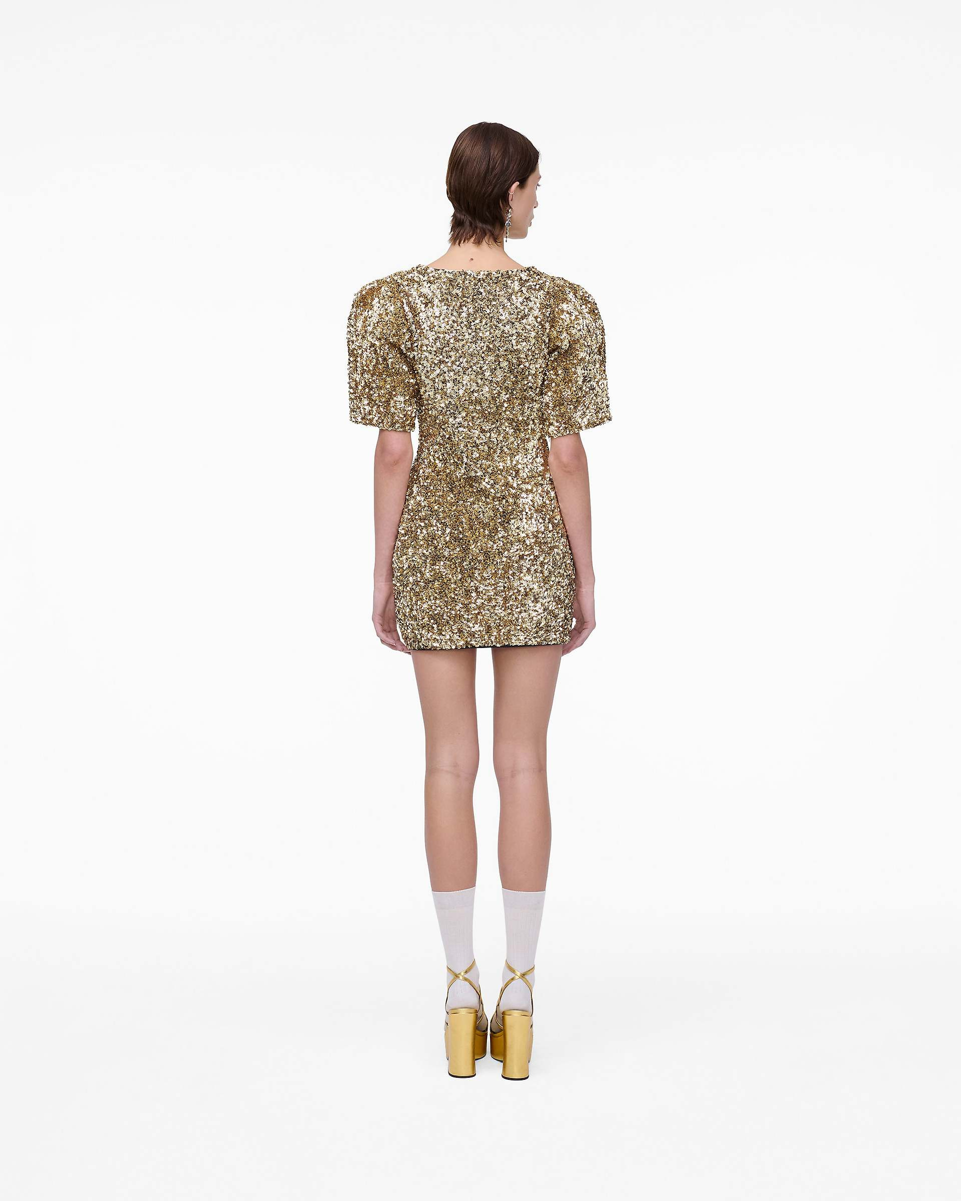 SEQUIN V-NECK KNIT DRESS - 4