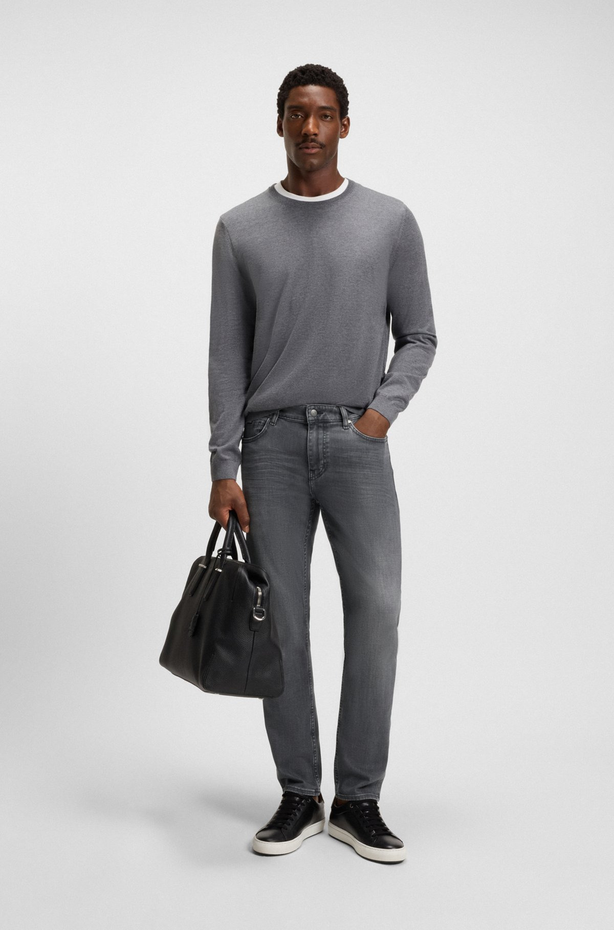 DELAWARE SLIM-FIT JEANS IN GRAY STRETCH DENIM - 3