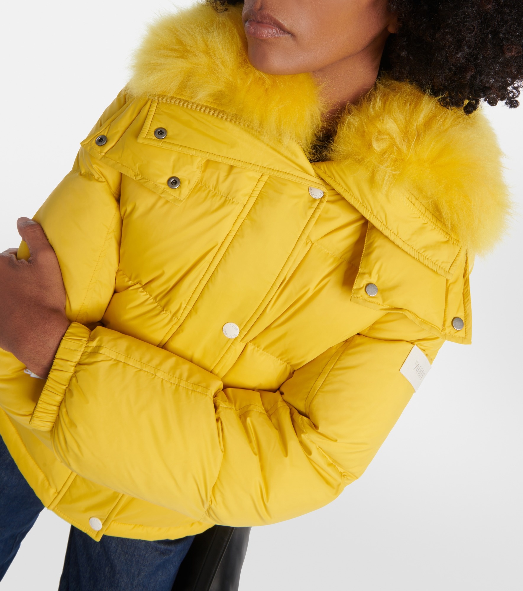 Shearling-trimmed down jacket - 6