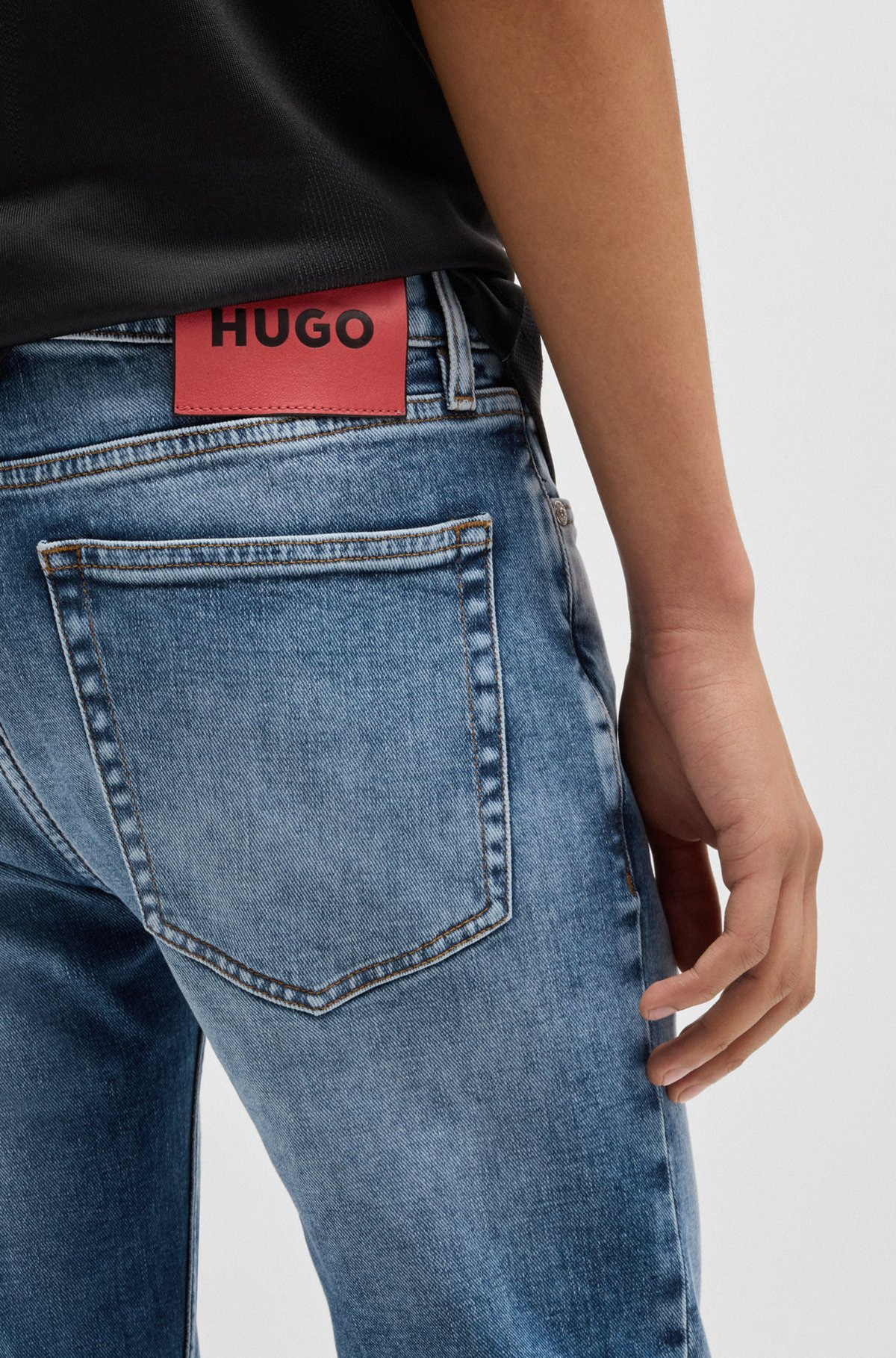 EXTRA-SLIM-FIT JEANS IN BLUE STRETCH DENIM - 5